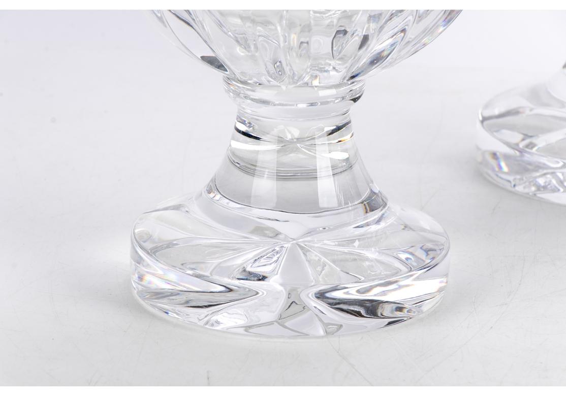 Fine Set Of Three Graduated Cut Crystal Globes On Pedestal Bases In Good Condition For Sale In Bridgeport, CT