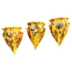 Fine Set of Three Retro French Faience Wall Pockets