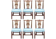 Raffinato set di sedie da pranzo ben intagliate in stile Chippendale