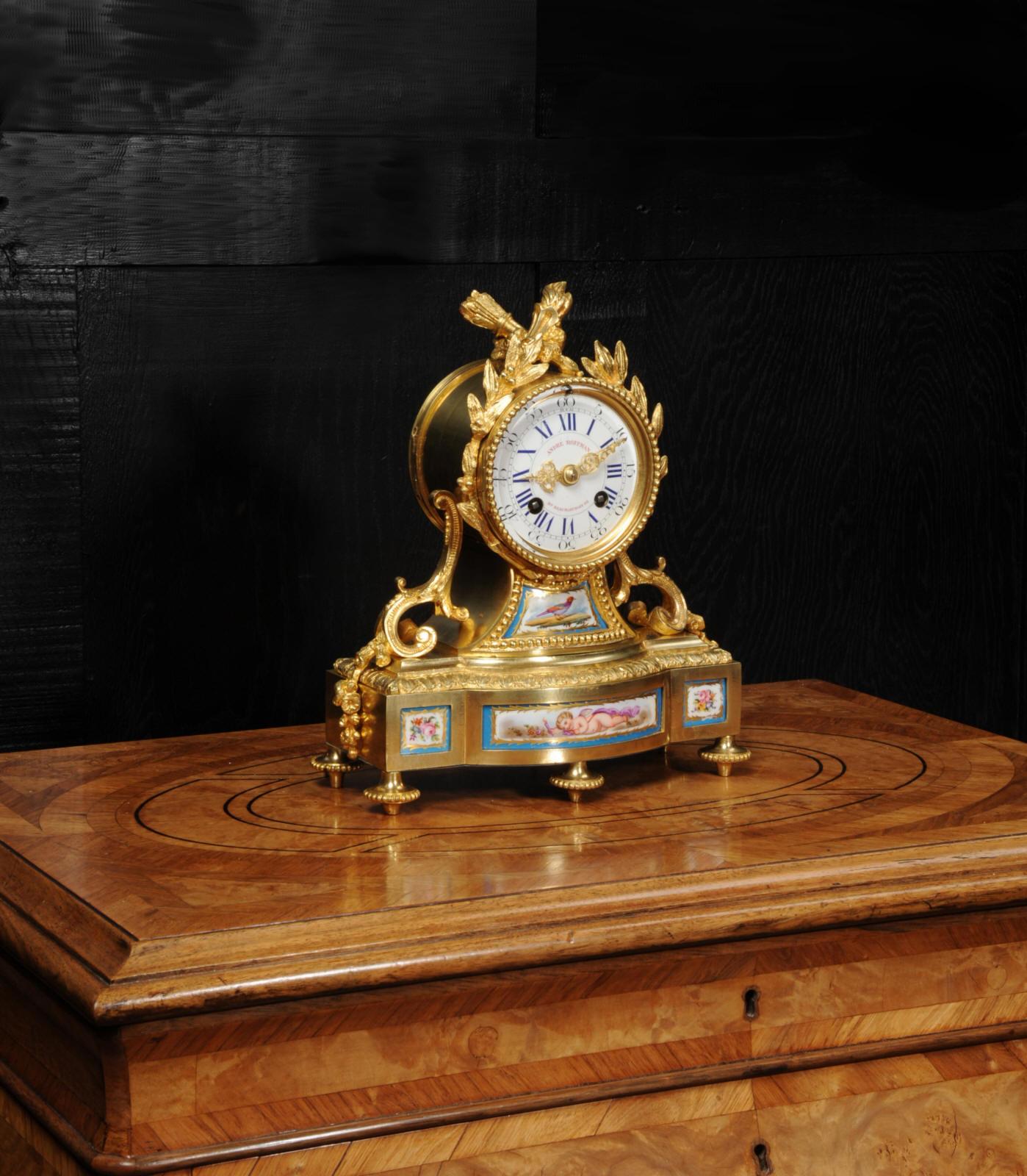 Louis XVI Fine Sevres Porcelain and Ormolu Antique French Clock For Sale