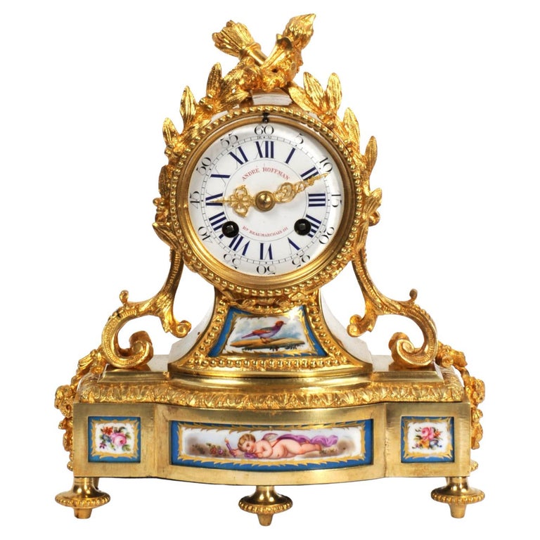 Fine Sevres Porcelain and Ormolu Antique French Clock For Sale