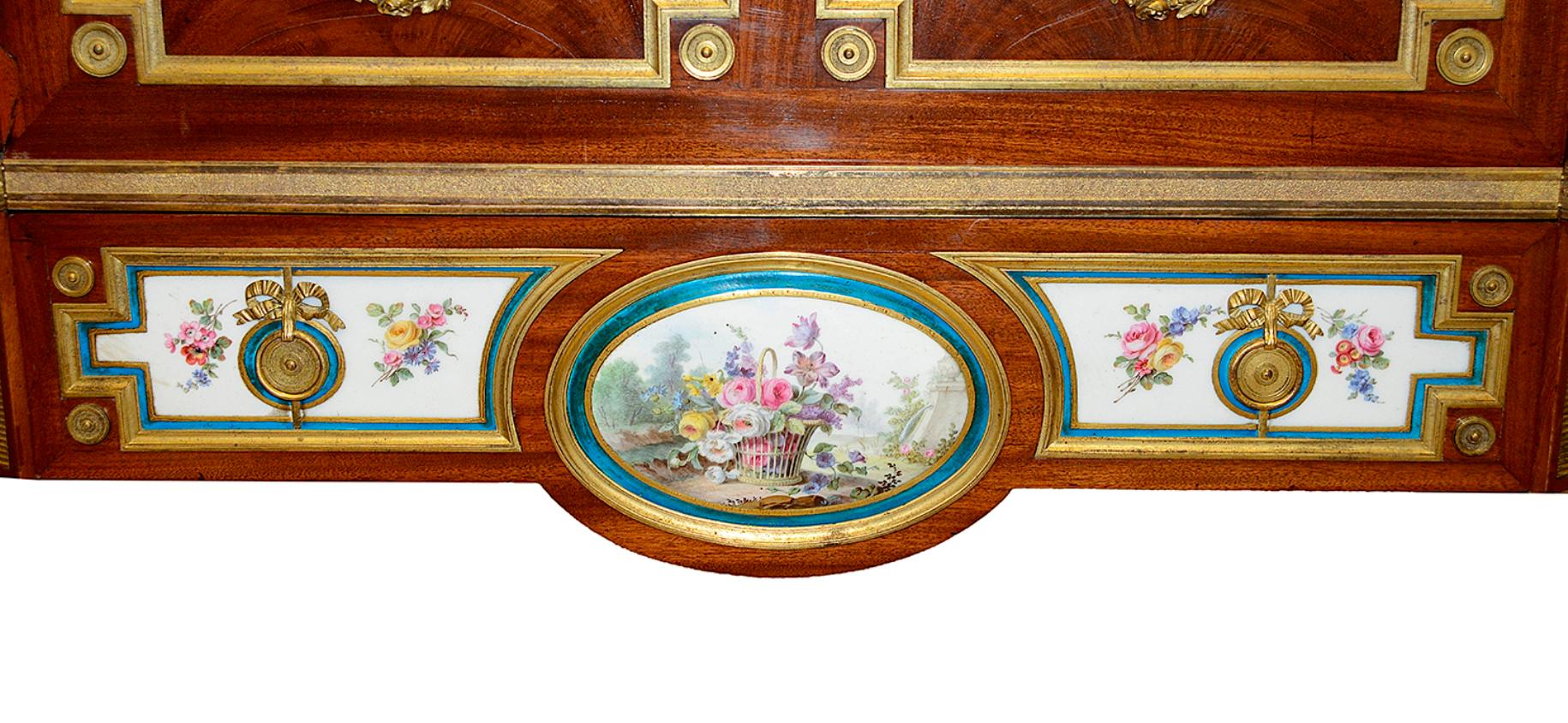 Fine Sevres Style Porcelain Mounted Secrétaire, 19th Century, After Henry Dasson For Sale 8