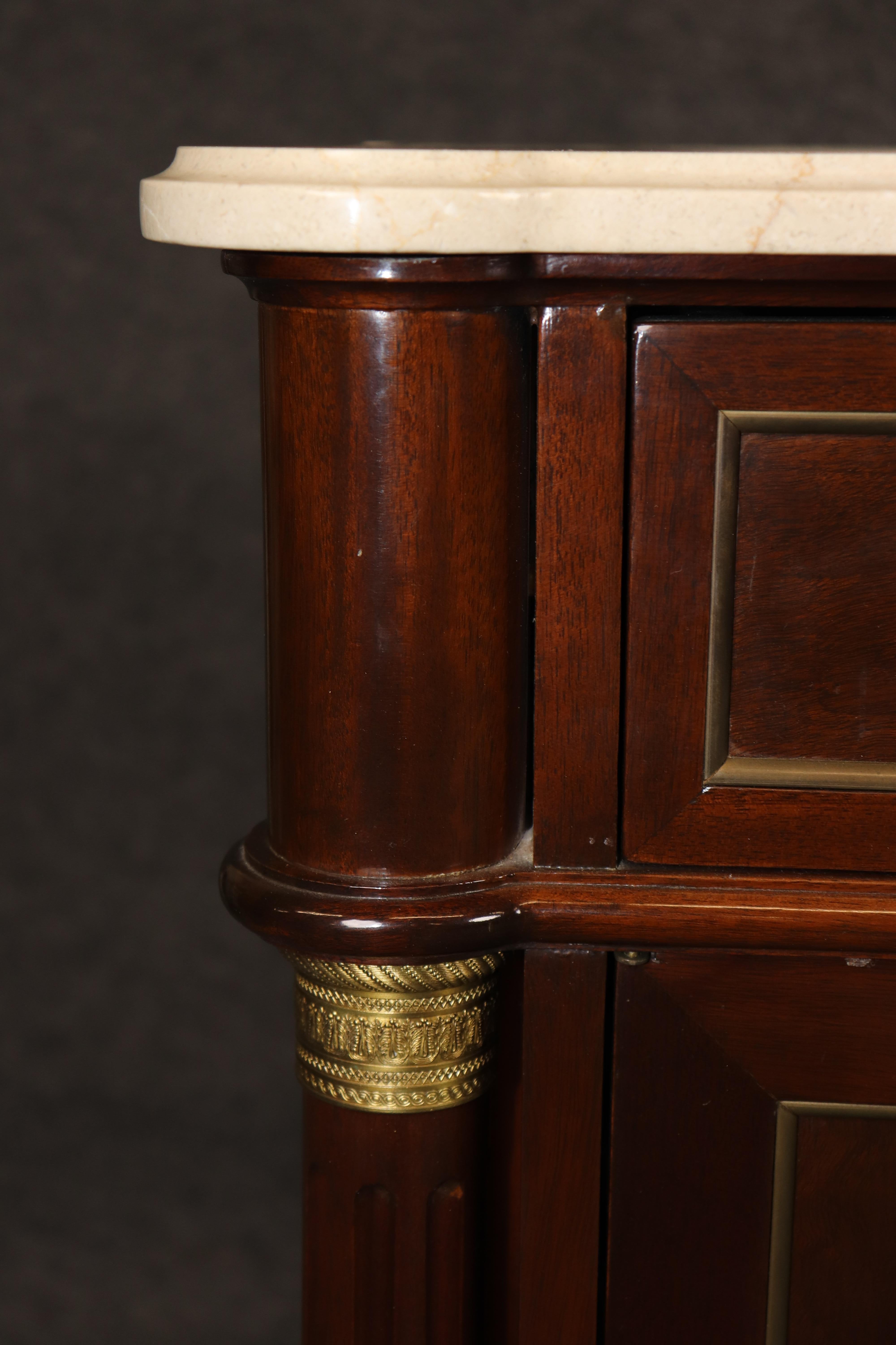 Fine SHALLOW DEPTH Maison Jansen Style Directoire Marble Top Mahogany Sideboard For Sale 2