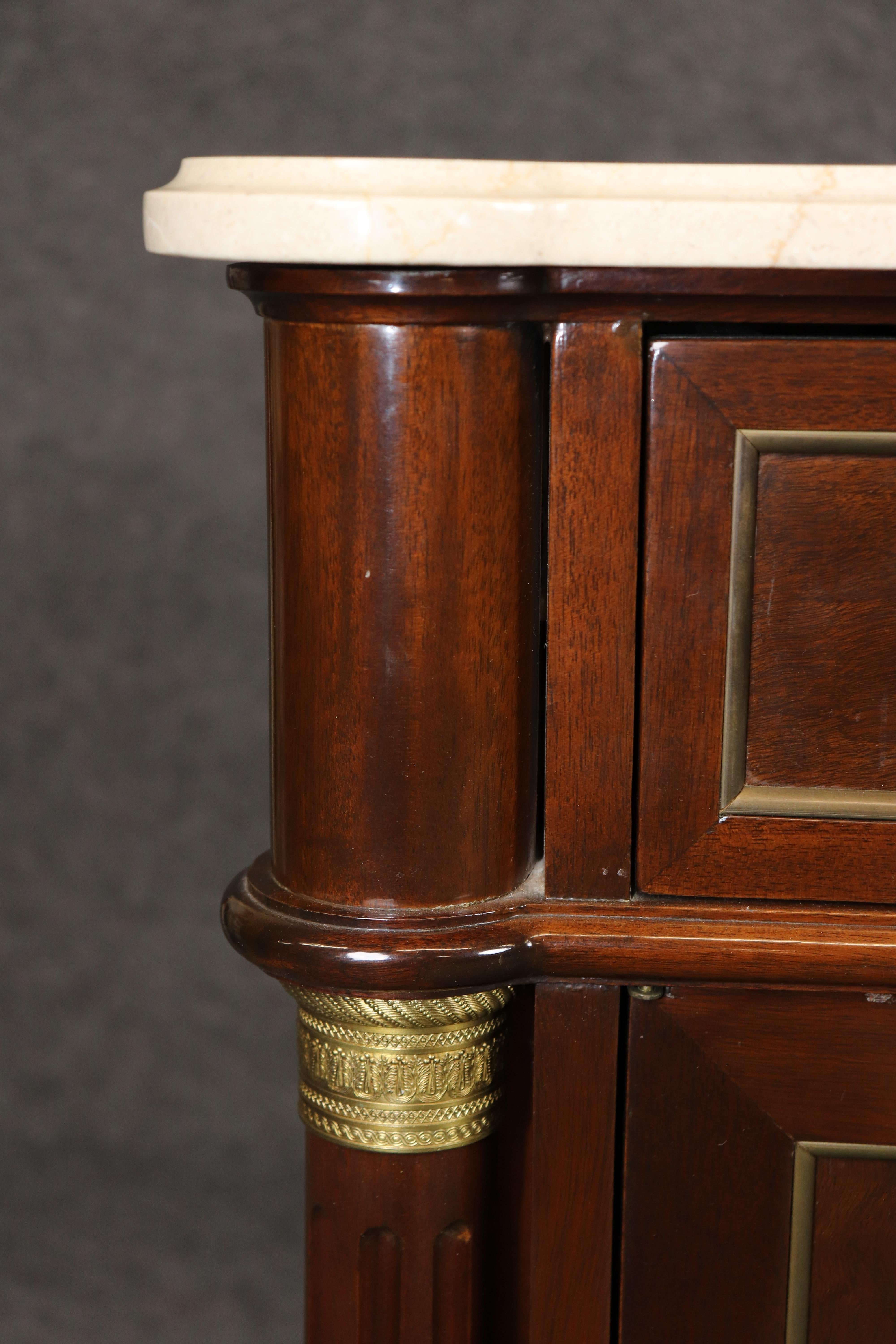 Fine SHALLOW DEPTH Maison Jansen Style Directoire Marble Top Mahogany Sideboard For Sale 3