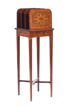 Fine  Sheraton Revival inlaid  Canterbury on stand