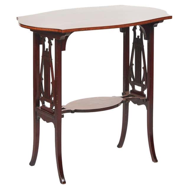 Birch Empire Style Lyre support Table circa 1900 For Sale at 1stDibs