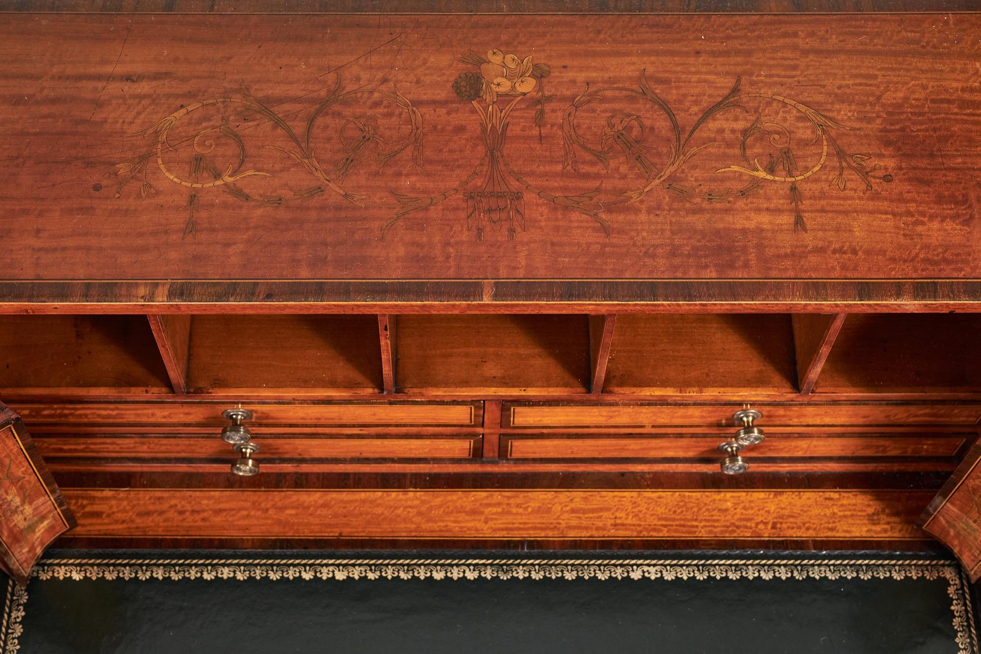 Fine Sheraton Revival Satinwood Inlaid Carlton House Desk. with Letter Boxes, Ci For Sale 2