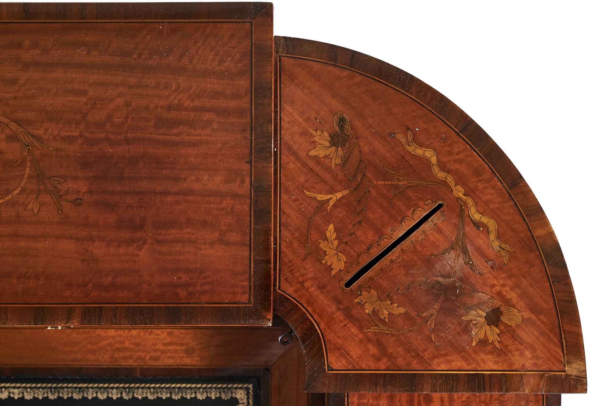 Feiner Sheraton Revival Schreibtisch mit Intarsien aus Satinholz, Carlton House, mit Briefkästen, Ci im Angebot 7