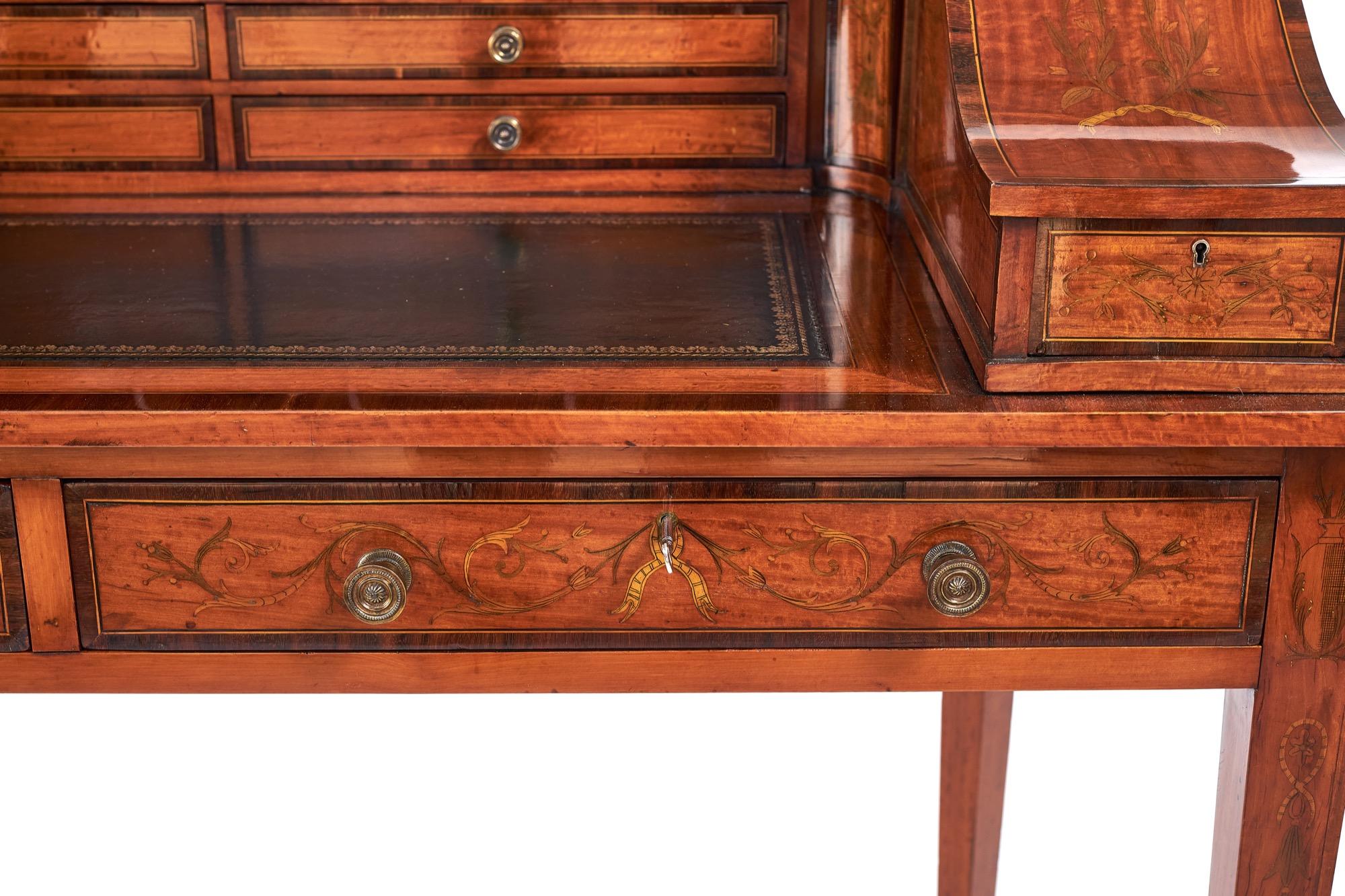 Fine Sheraton Revival Satinwood Inlaid Carlton House Desk. with Letter Boxes, Ci For Sale 8