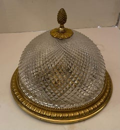 Fine Sherle Wagner Vintage Egg Dart Dore Bronze Cut Crystal Flush Mount Fixture