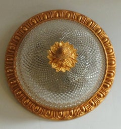 Fine Sherle Wagner Vintage Egg Dart Dore Bronze Cut Crystal Flush Mount Fixture