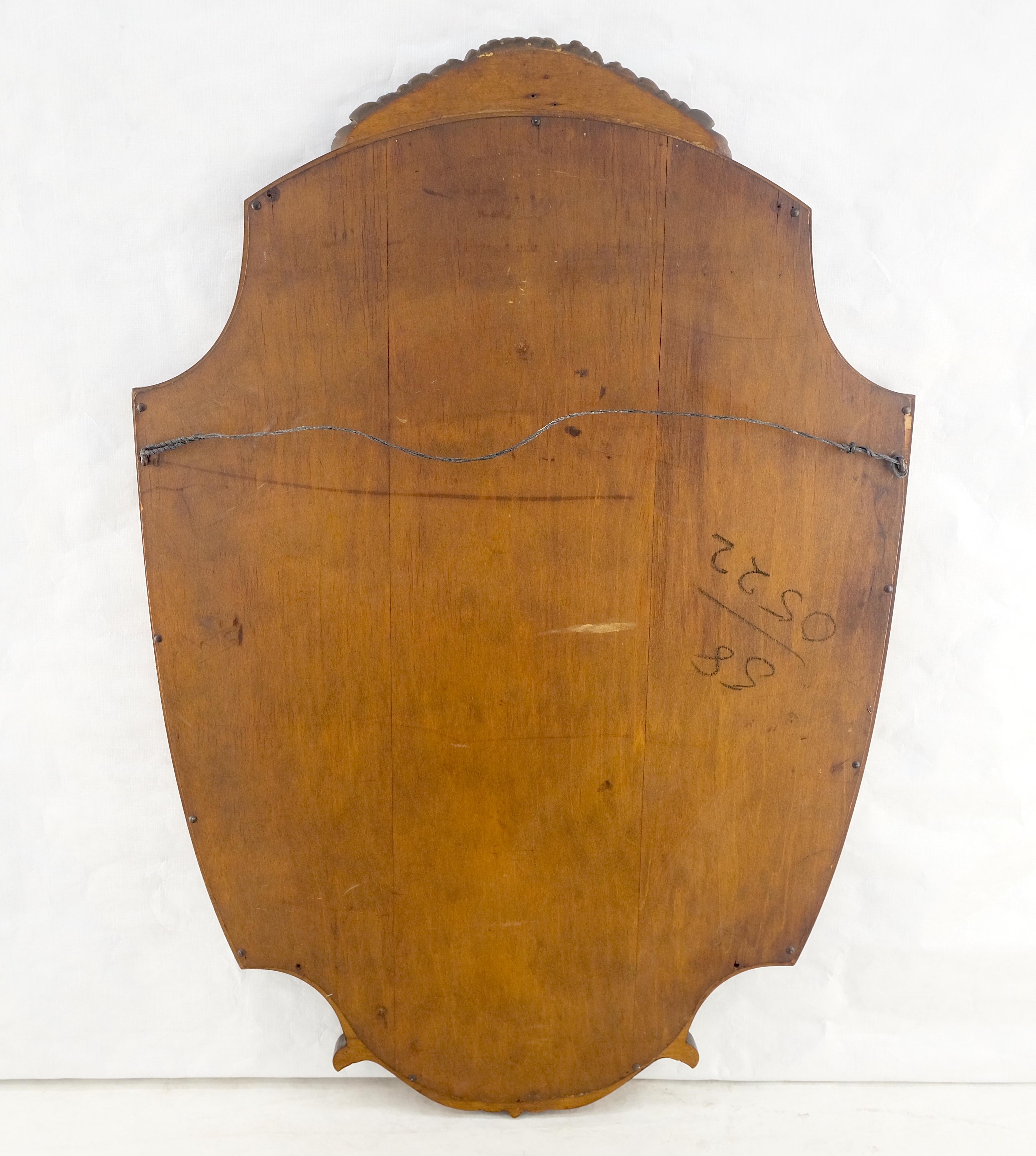 Fine Shield Shape Carved Light Walnut Mirror c1940s MINT! For Sale 4