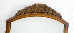 Fine Shield Shape Carved Light Walnut Mirror c1940s MINT!