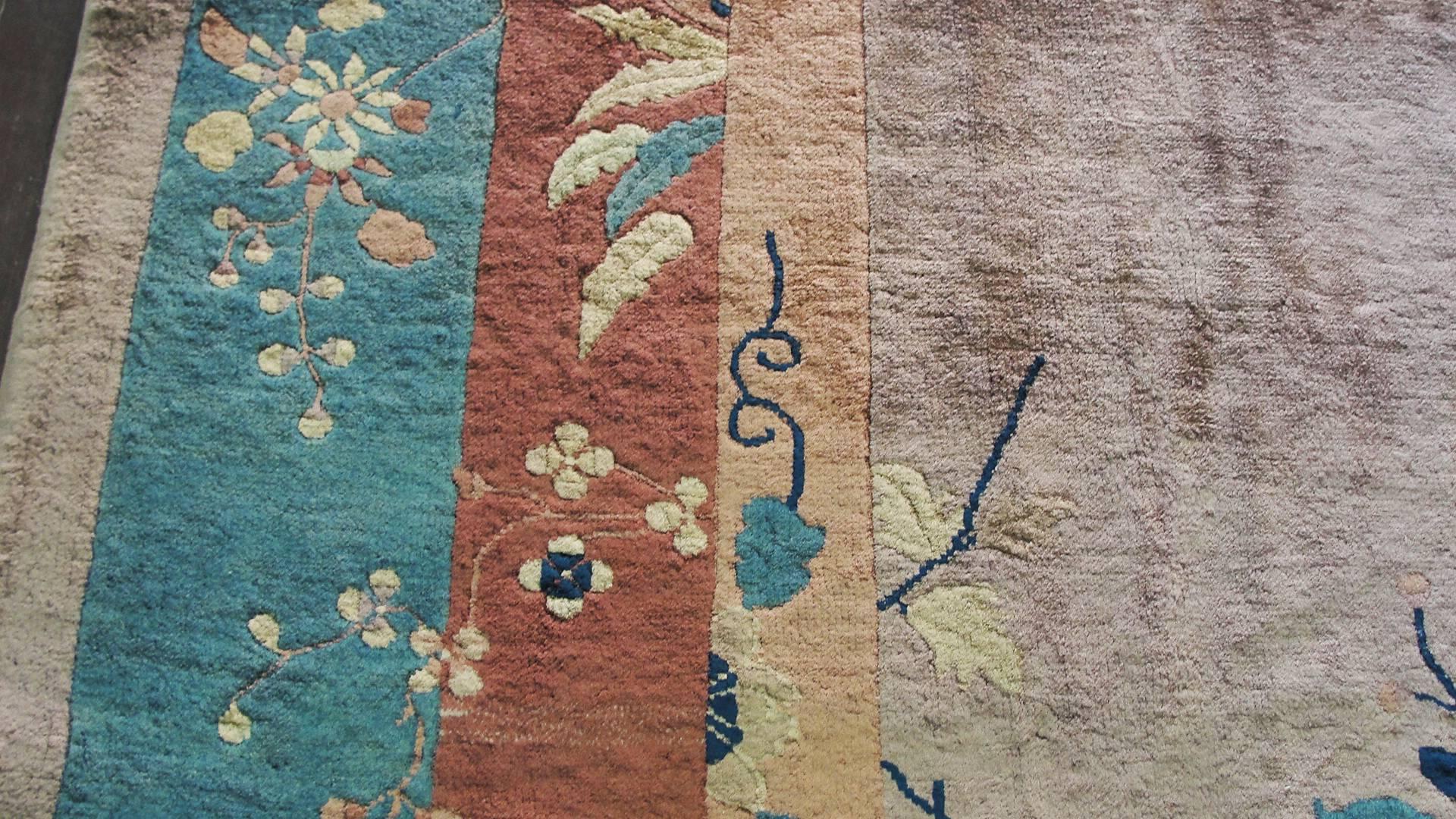 20th Century Fine Shinny Wool Art Deco Carpet