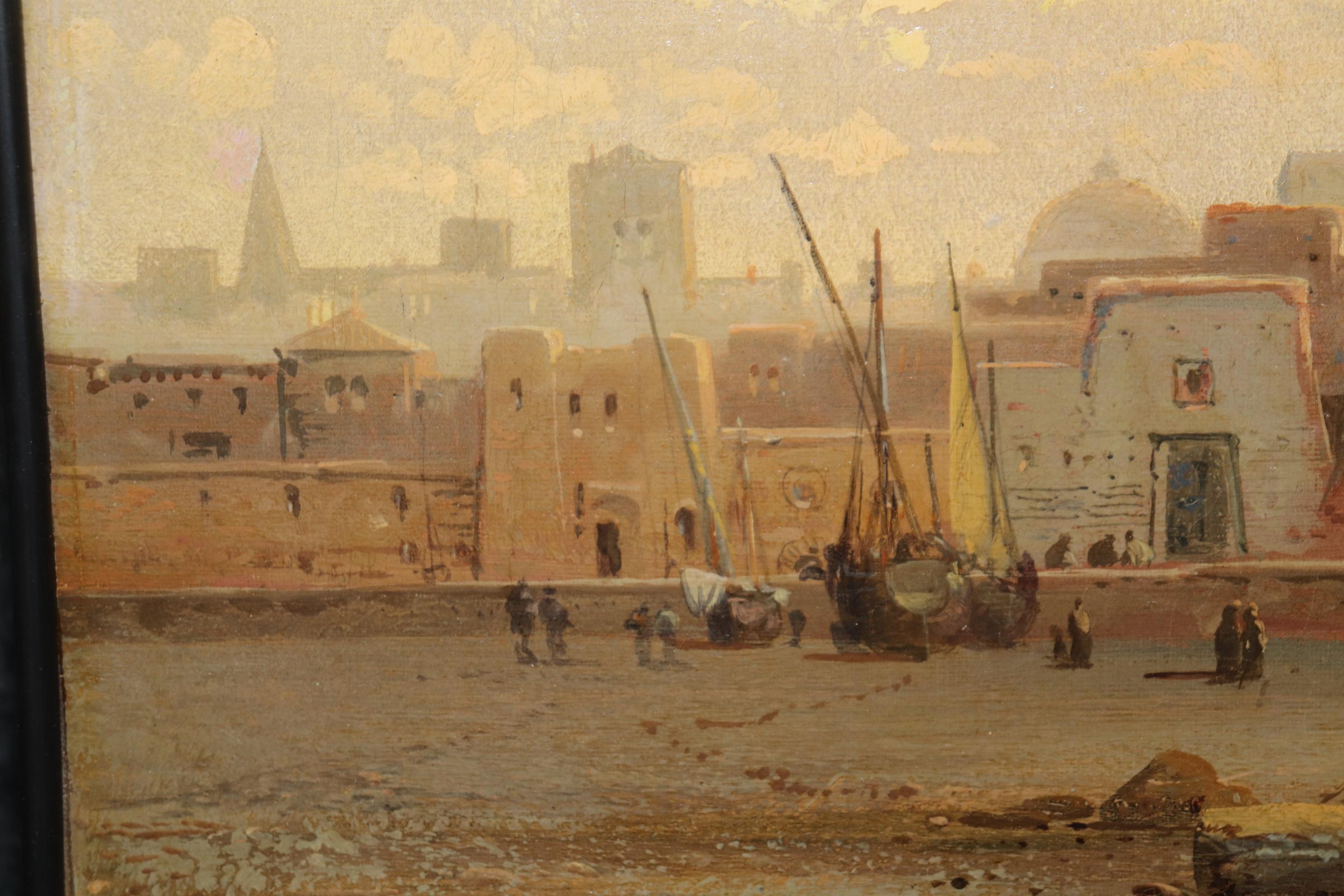Fino óleo firmado por James Webb Marco dorado de Cartagena España Siglo XIX Mediados del siglo XIX