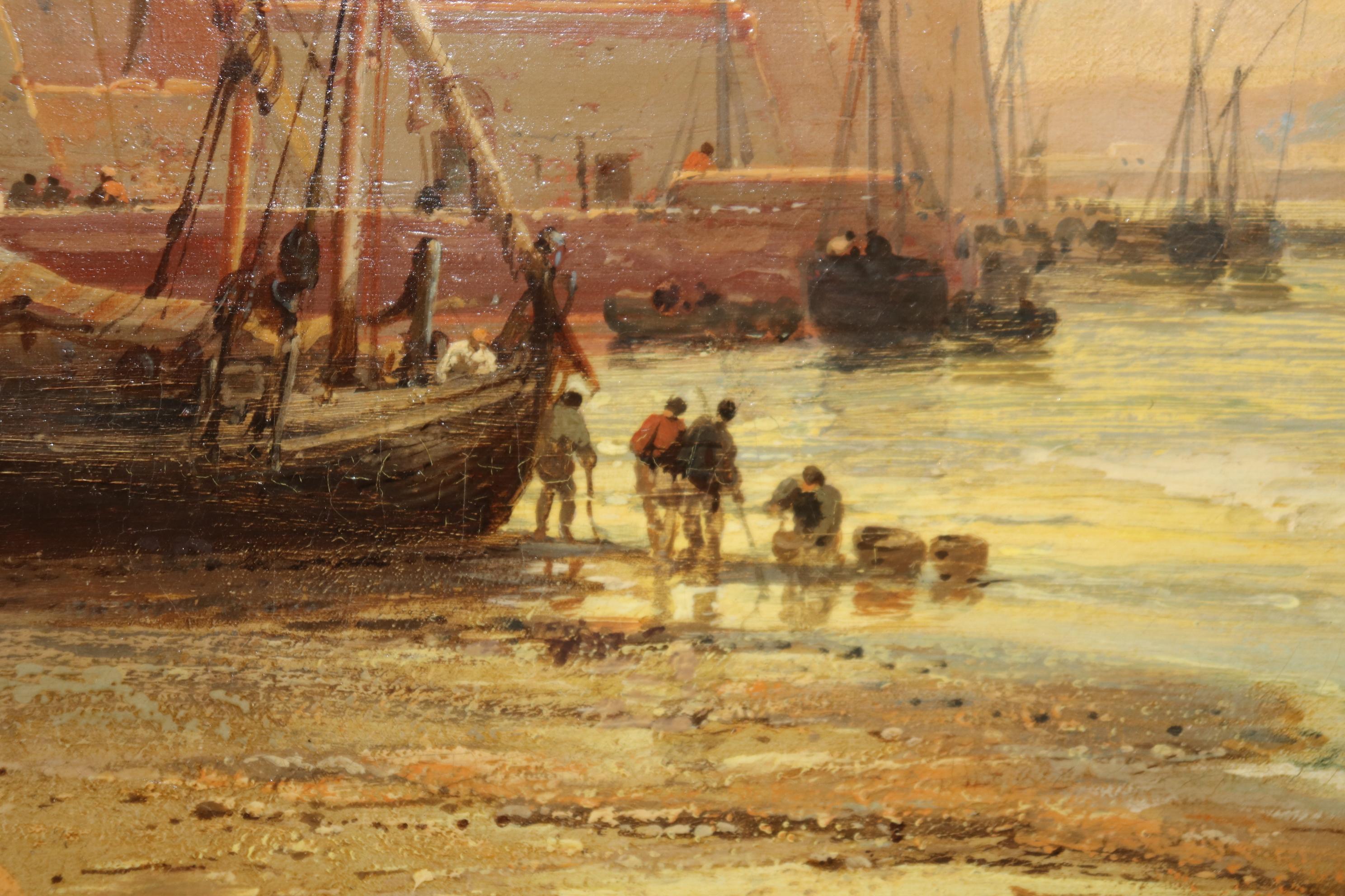 Fino óleo firmado por James Webb Marco dorado de Cartagena España Siglo XIX 1
