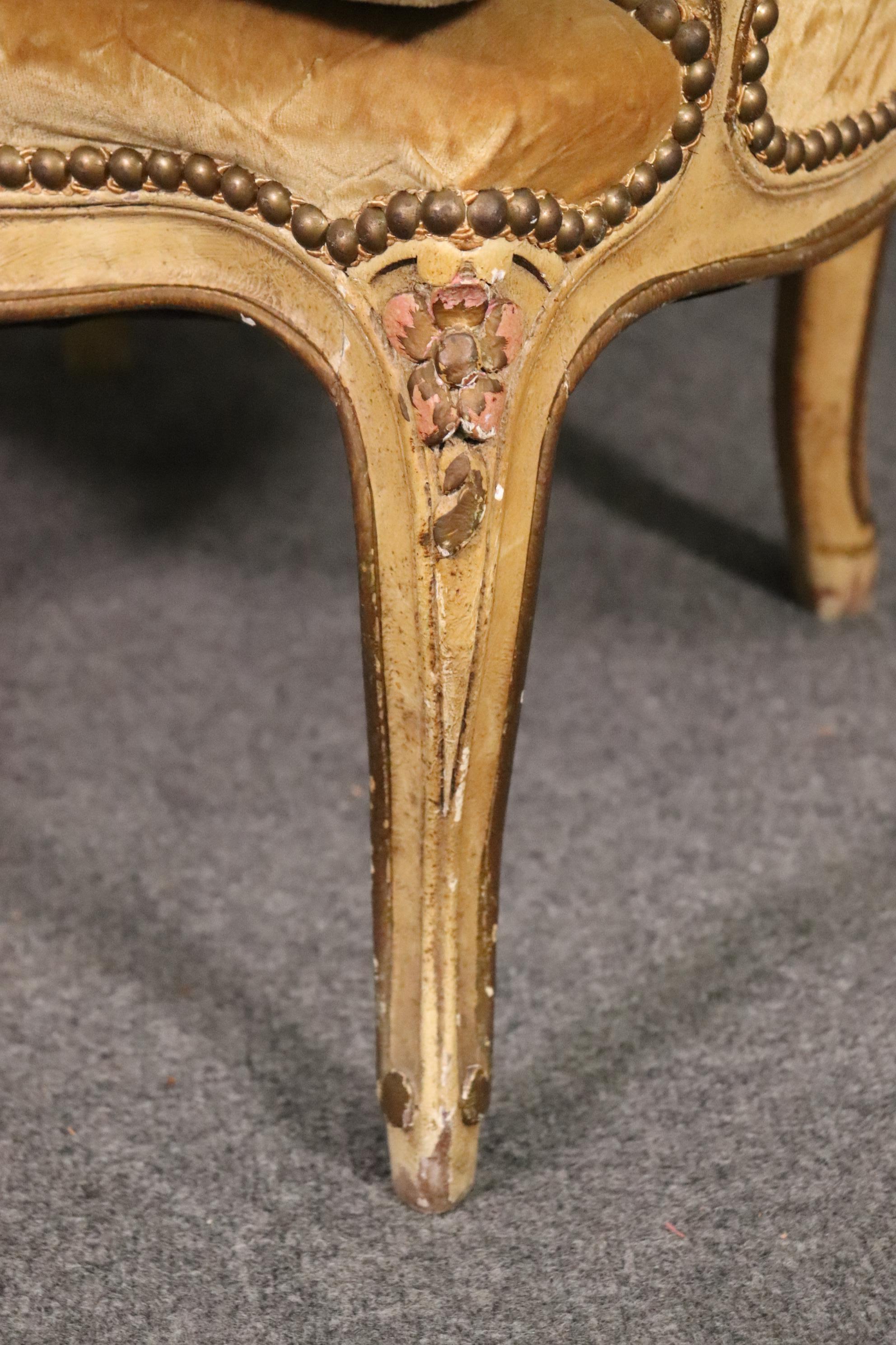 Fine Signed Maison Jansen Crushed Velvet French Louis XV Smaller Bergere Chair 5