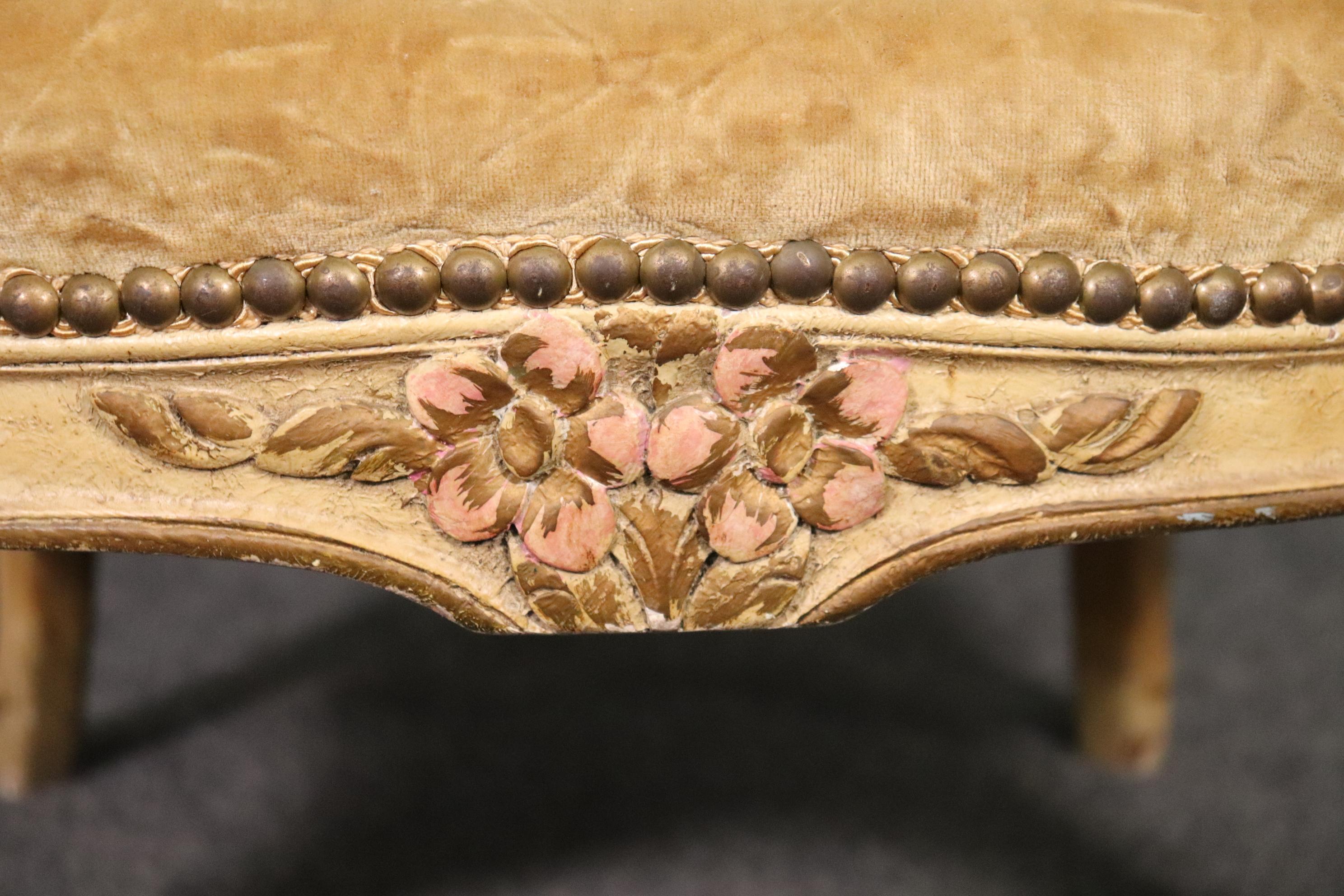 Fine Signed Maison Jansen Crushed Velvet French Louis XV Smaller Bergere Chair 6