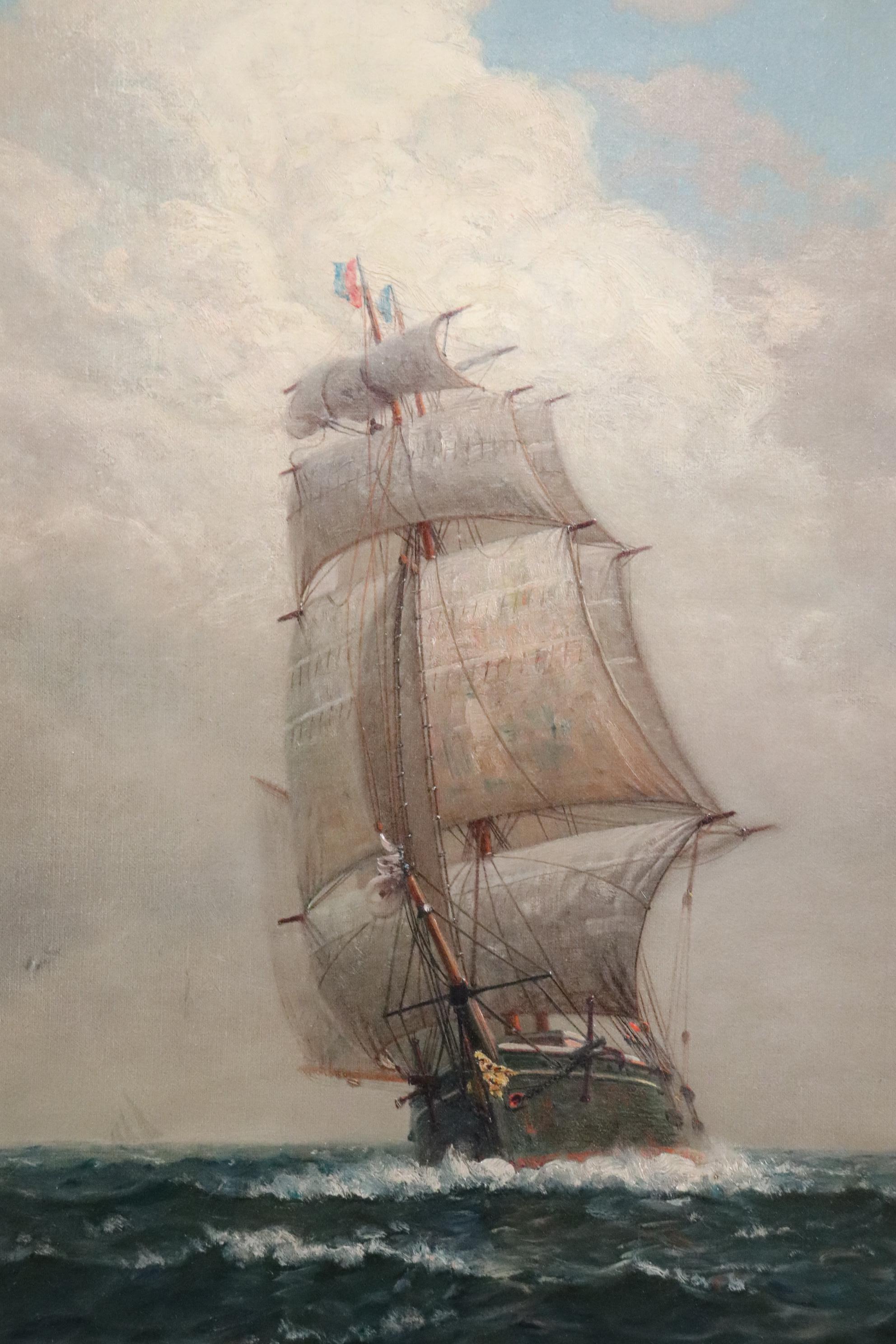 Fein signiertes Gemälde eines großen Segelschiffs James Gale Tyler (Amerikanische Klassik) im Angebot