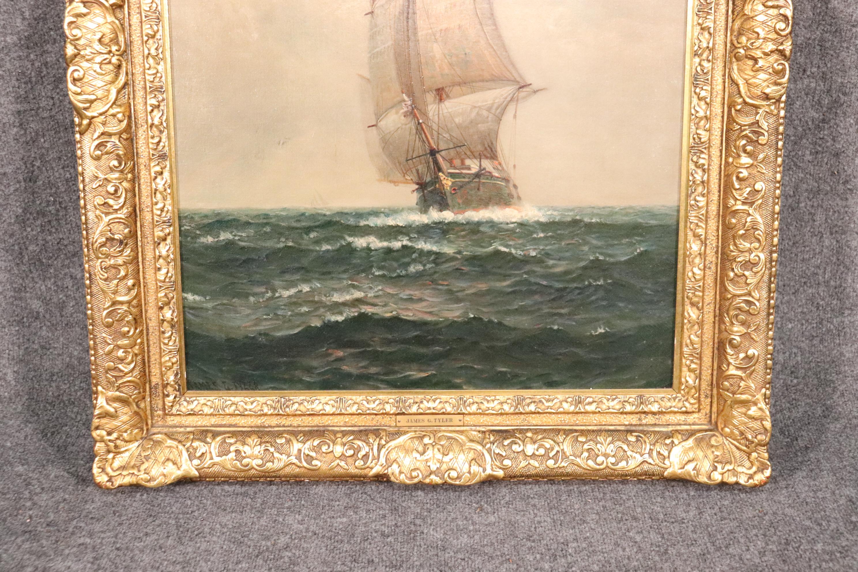 Fein signiertes Gemälde eines großen Segelschiffs James Gale Tyler (amerikanisch) im Angebot
