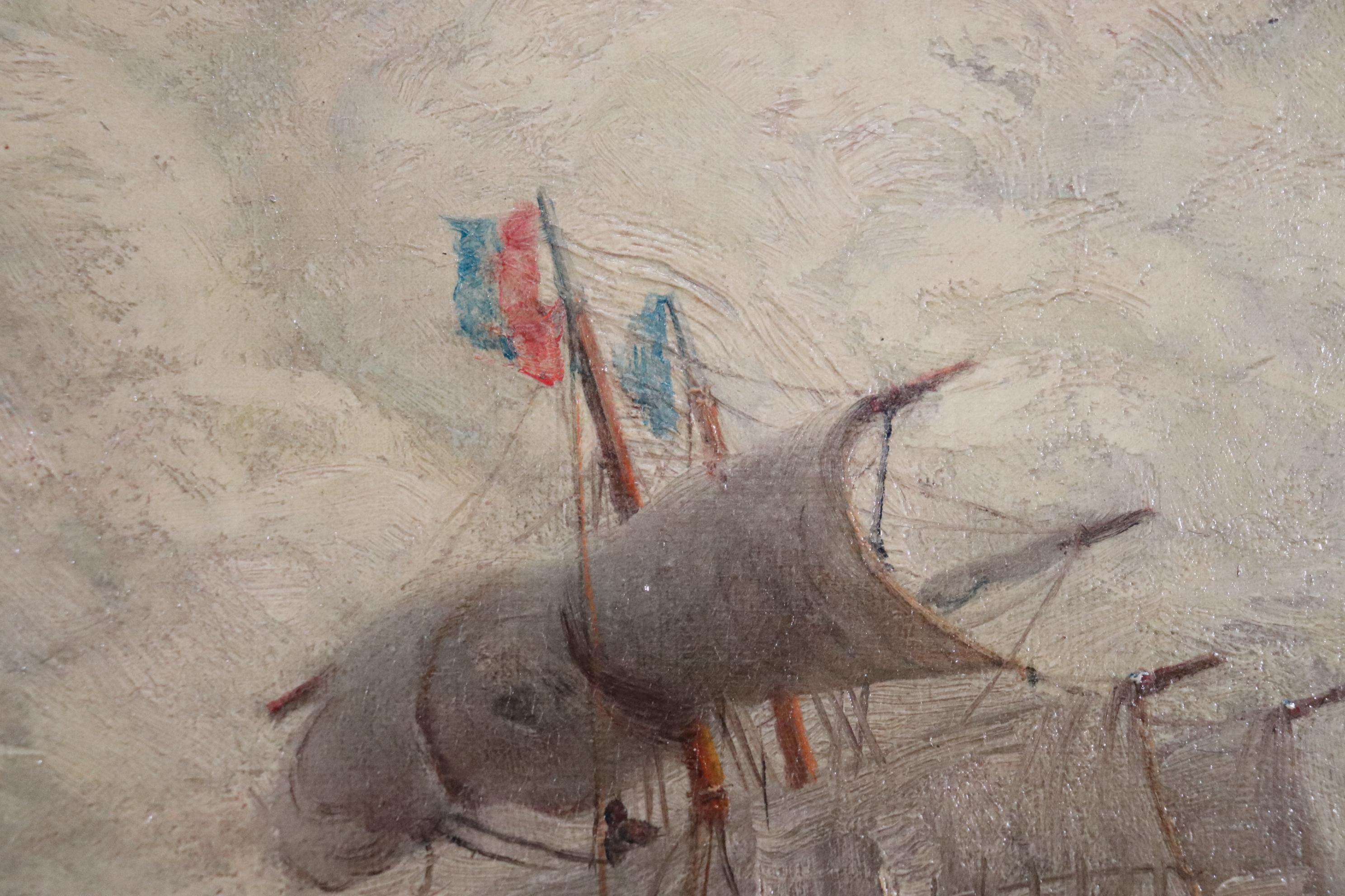 Fein signiertes Gemälde eines großen Segelschiffs James Gale Tyler im Zustand „Gut“ im Angebot in Swedesboro, NJ