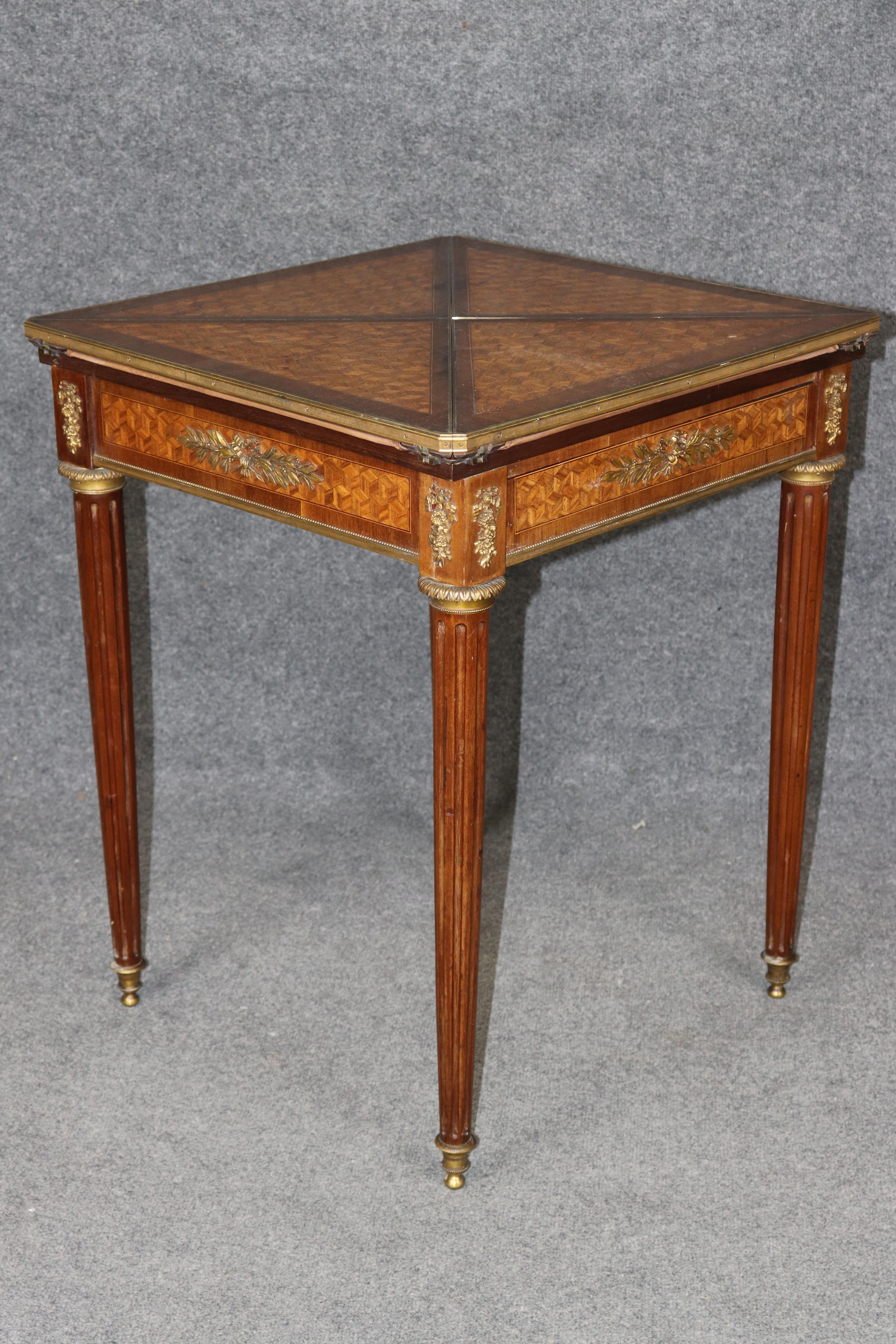 Fine Signed Paul Sormani Kingwood Marquetry Napking Folding Card Games Table 2