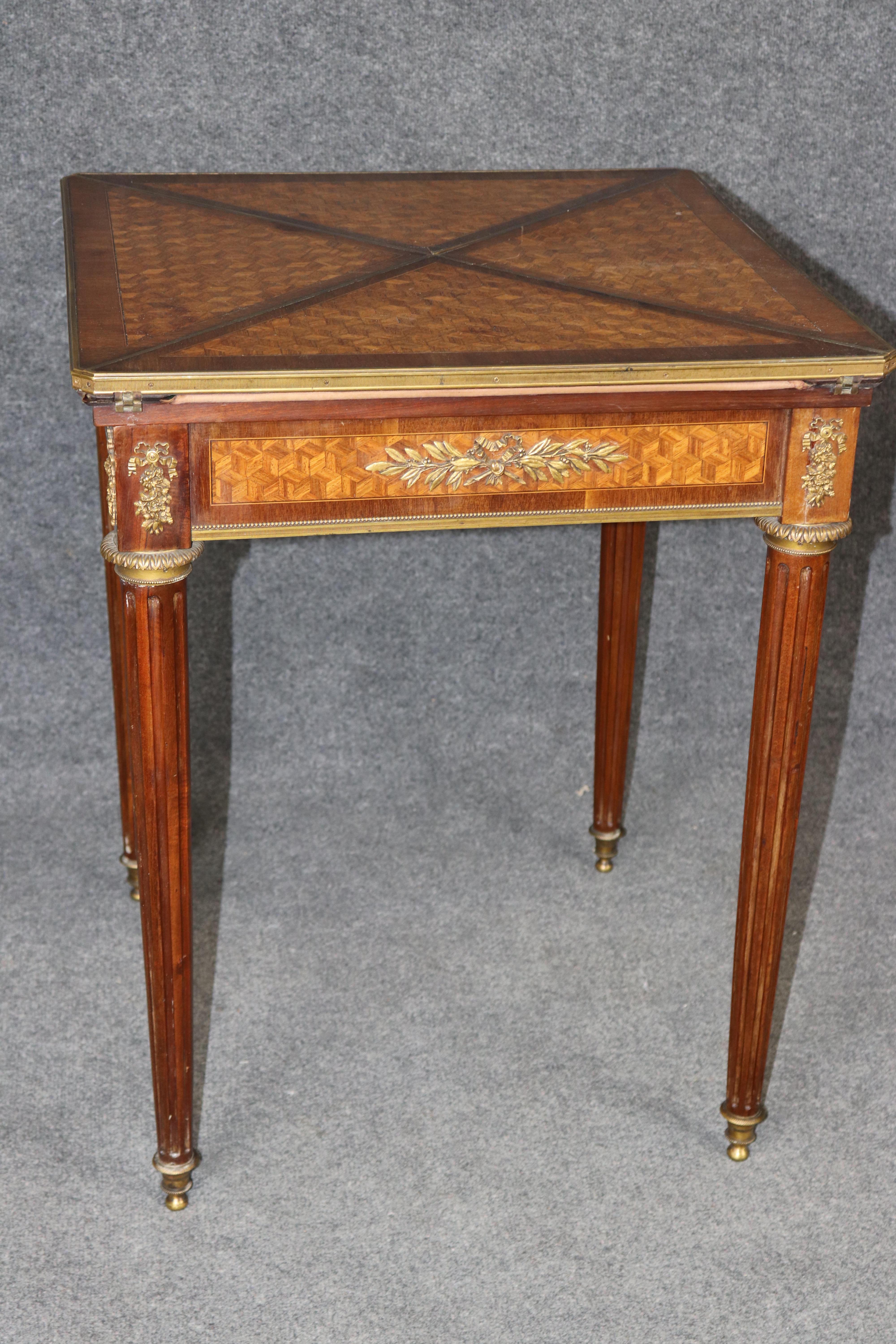 Fine Signed Paul Sormani Kingwood Marquetry Napking Folding Card Games Table 3