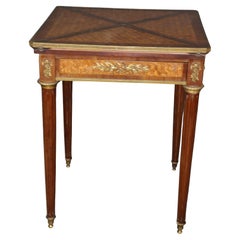 Fine Signed Paul Sormani Kingwood Marquetry Napking Folding Card Games Table