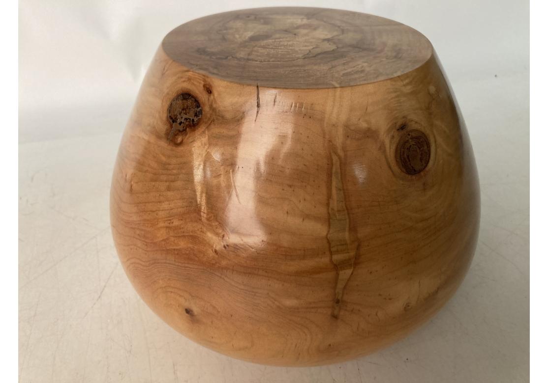 Organic Modern Fine Signed Turned And Polished Maple Vessel For Sale