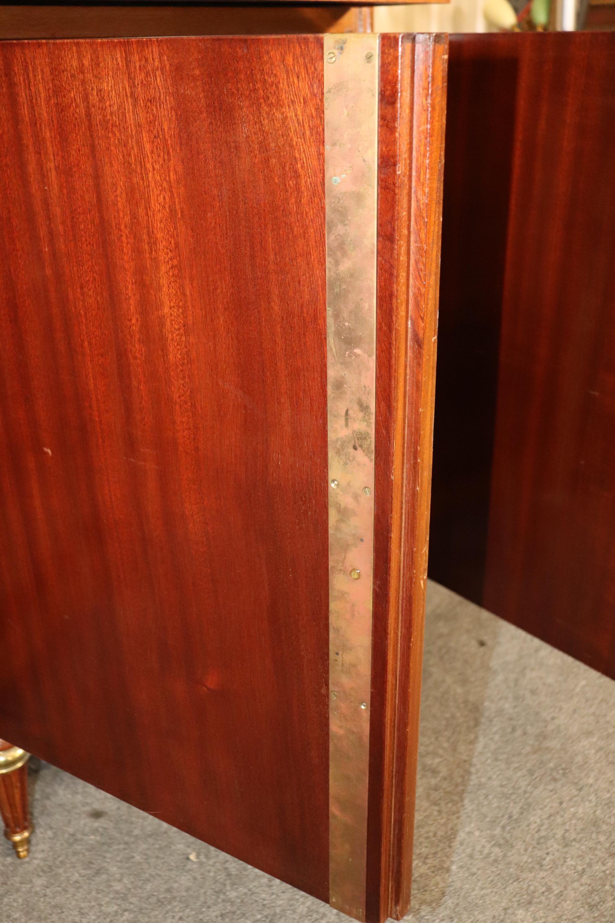 Fine Signed Walnut Maison Jansen Brass trimmed Marble Top Directoire Sideboard 6
