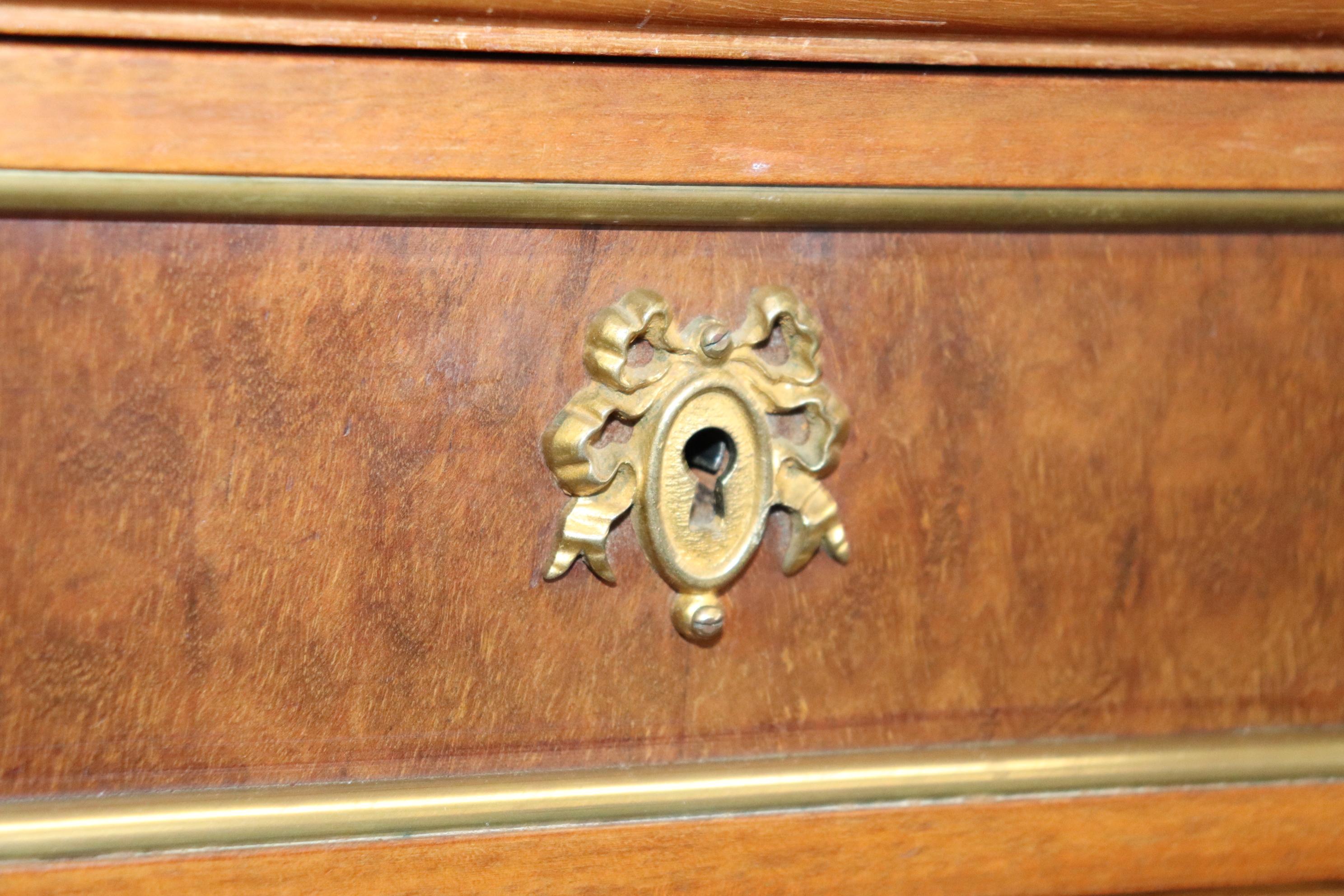 Mid-20th Century Fine Signed Walnut Maison Jansen Brass Trimmed Marble Top Directoire Sideboard For Sale