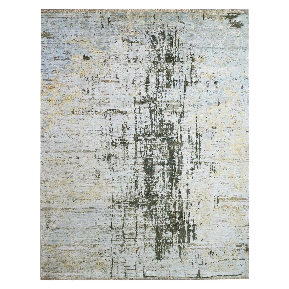Fine Silk and Wool Modern Abstract Design Contemporary Rug