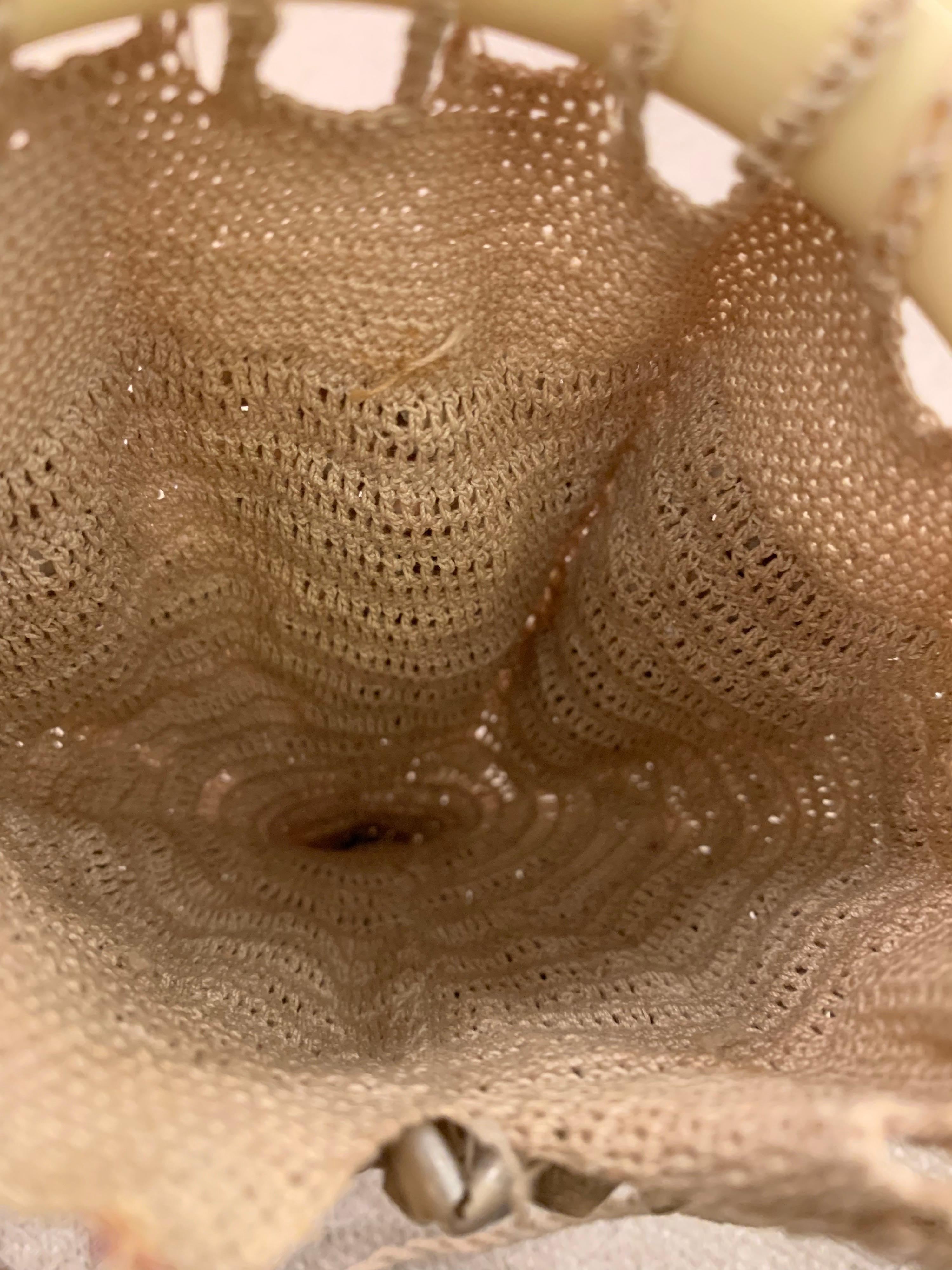 Fine Silk Crochet Wrist Handbag Covered in Micro-Shells 1