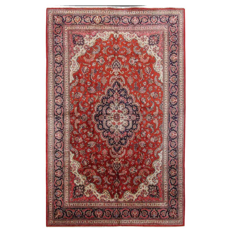 Vintage Persian Silk Qum Rug with Chippendale Style For Sale at 1stDibs
