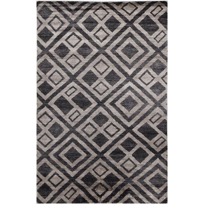 Contemporary Fine Silk Rug Hand Knotted Gray Charcoal Djoharian Collection For Sale