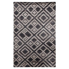 Fine Silk Rug Hand Knotted Gray Charcoal Djoharian Collection