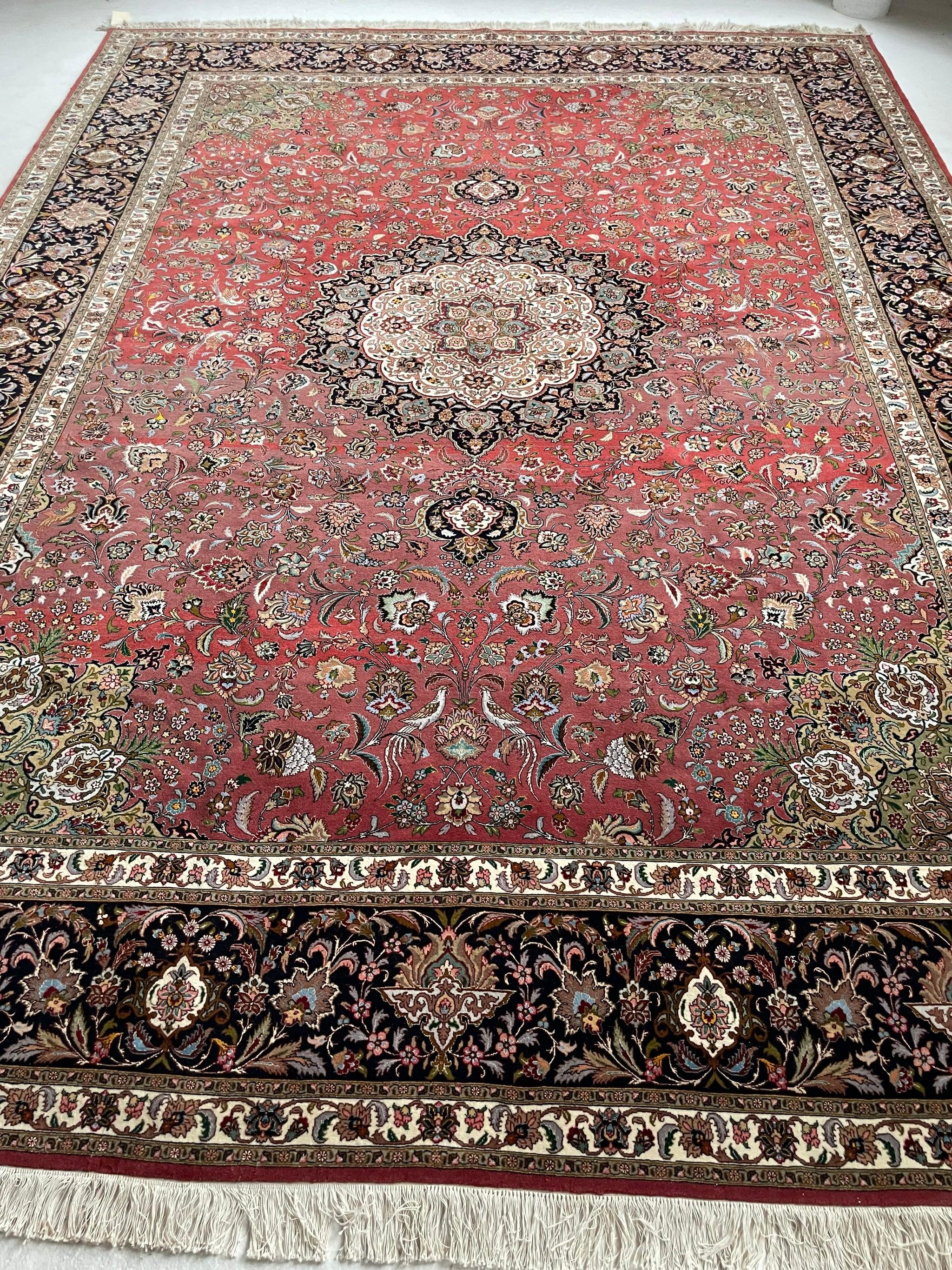 Masterpiece Tabriz  Over 1m Knots  Fine Silk Rug with Royal Bird Motifs, circa 1950

About:  Absolutely Masterpiece - this piece is constructed of wll over 1 Million knots!!!! It took years to weave this masterpiece.  This rug is made of organic