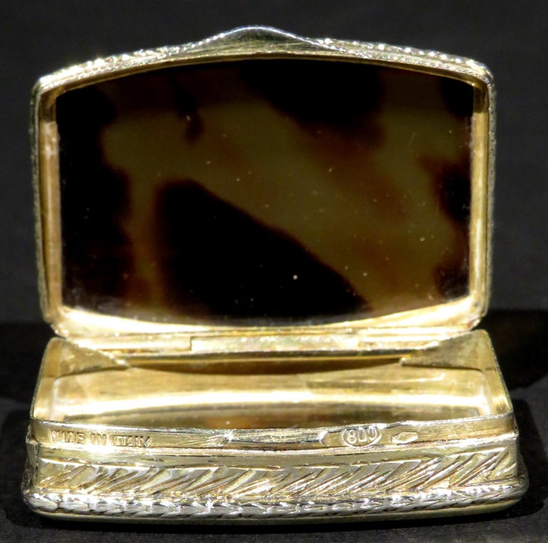Fine Silver Gilt and 'Faux Tortoiseshell' Pillbox, Italy Mid20th