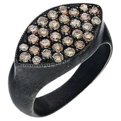 Fine Silver Juju Pinky Ring 0.30 Ct Champagne Diamonds