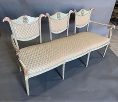 Fine Silver Leaf & Painted 19th Century French Neoclassical Settee with Eagles