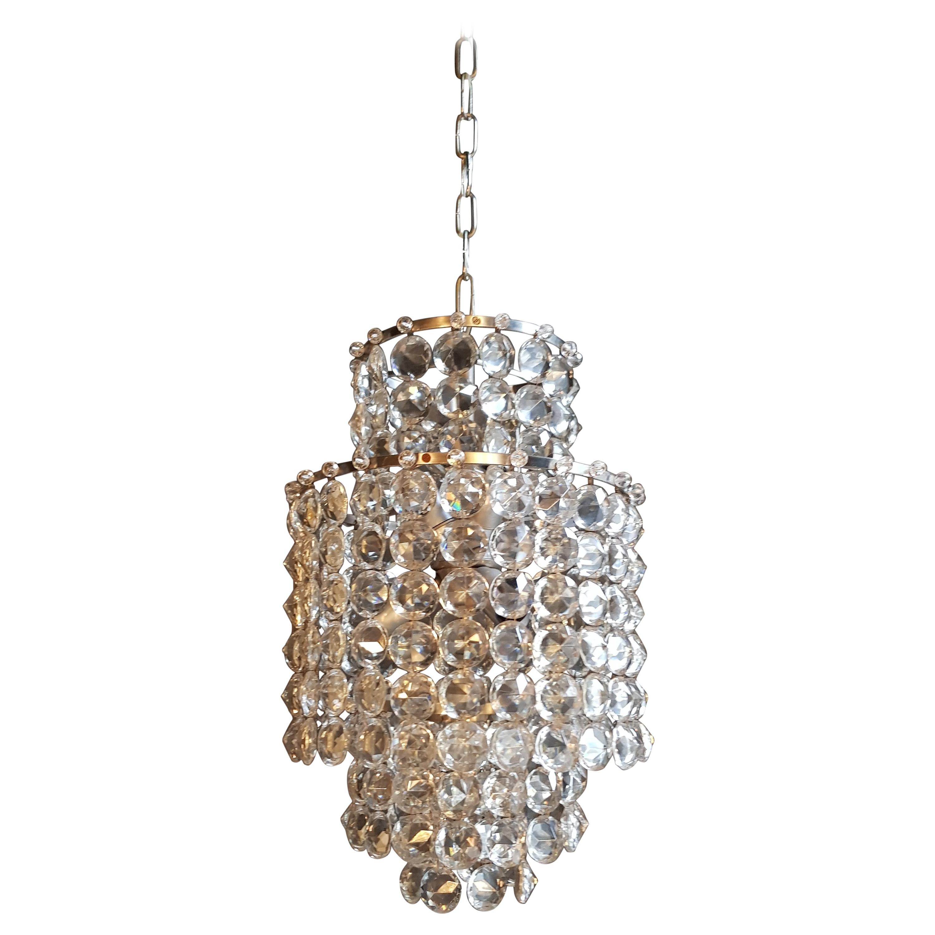 Fine Silver Modern Art Deco Chandelier Crystal Lustre Ceiling Lamp Hall Antique
