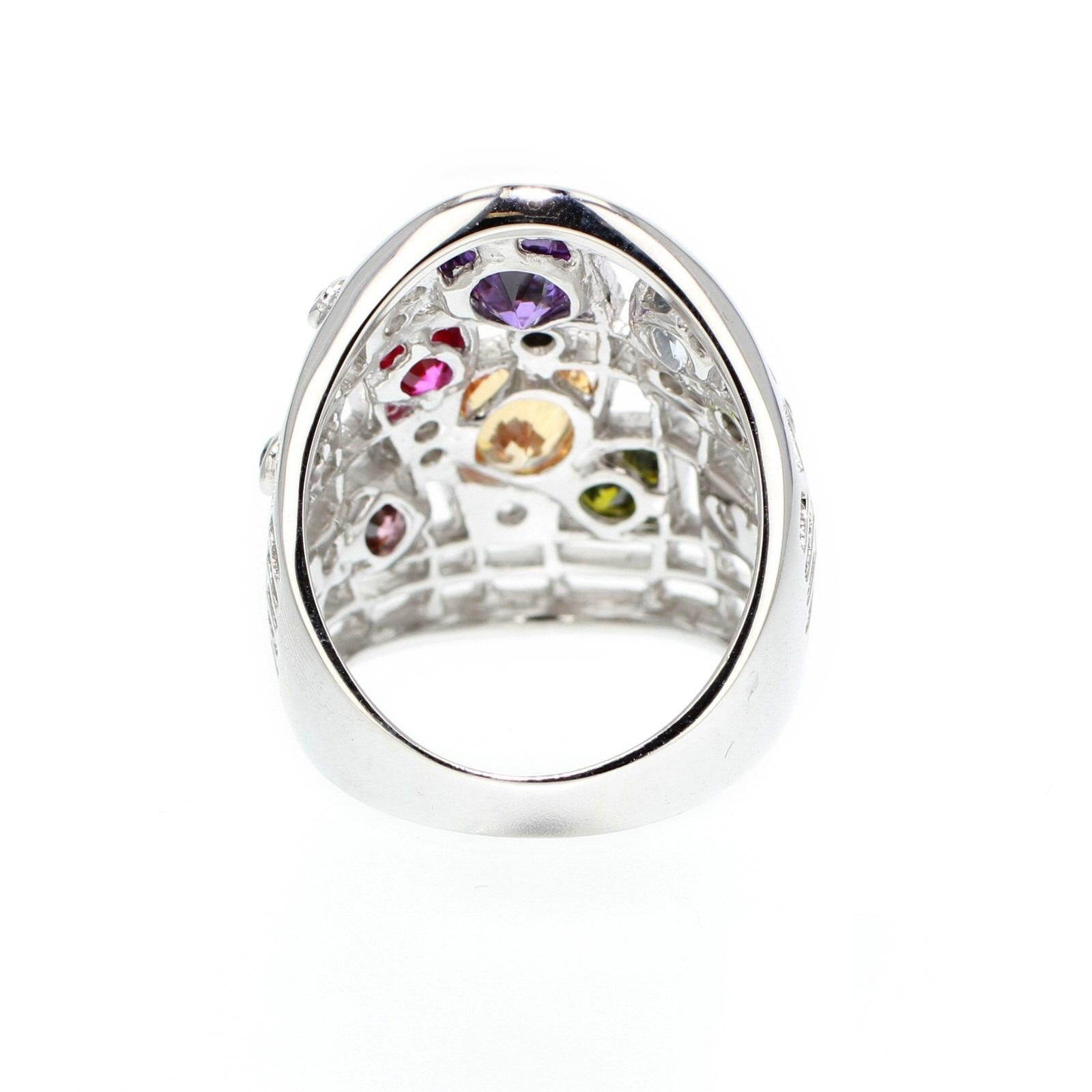 Fine Silver Multicolored Cocktail Ring by Feri In New Condition For Sale In Valenton, FR