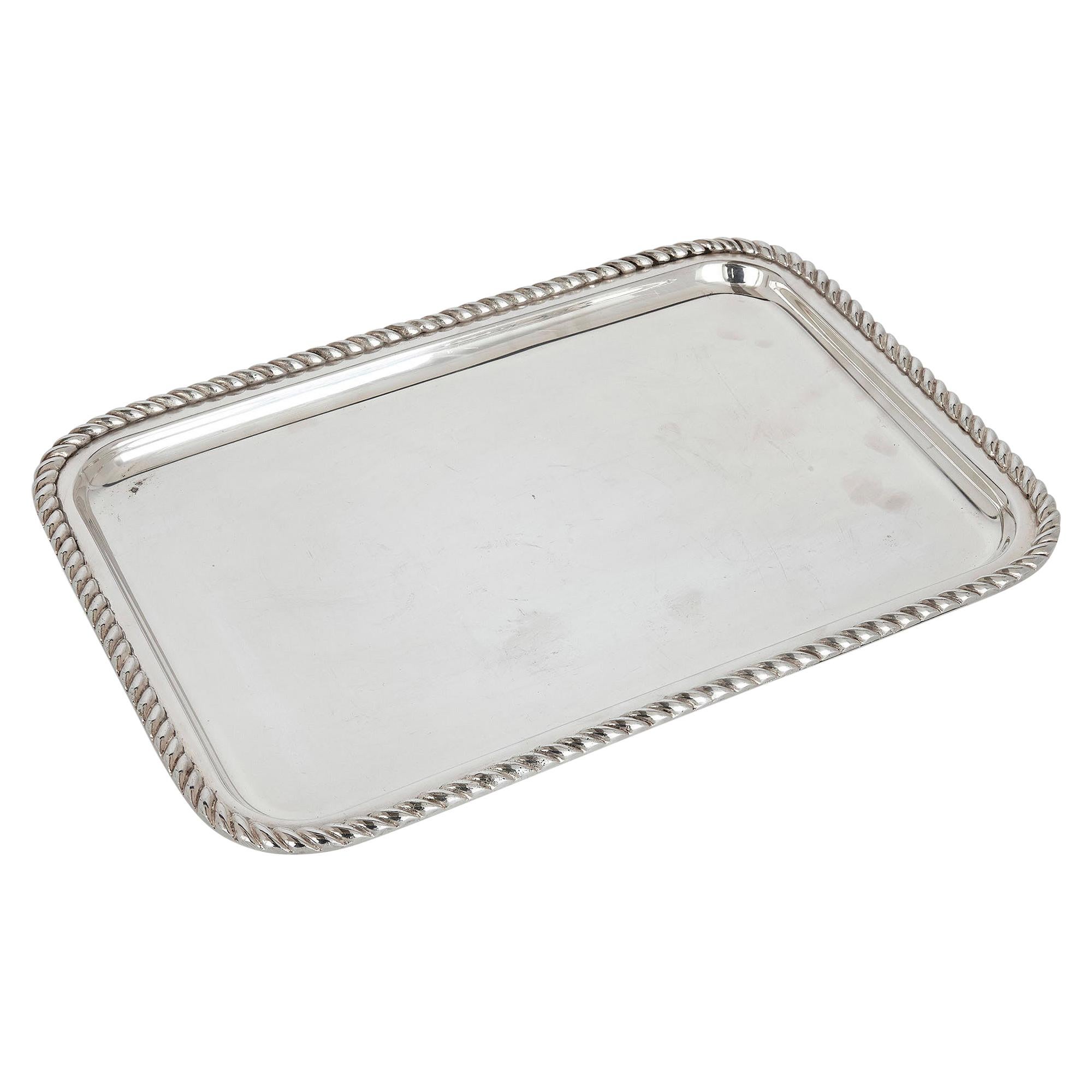 Fine Silver-Plate Tray by Lebanese Firm Habis For Sale