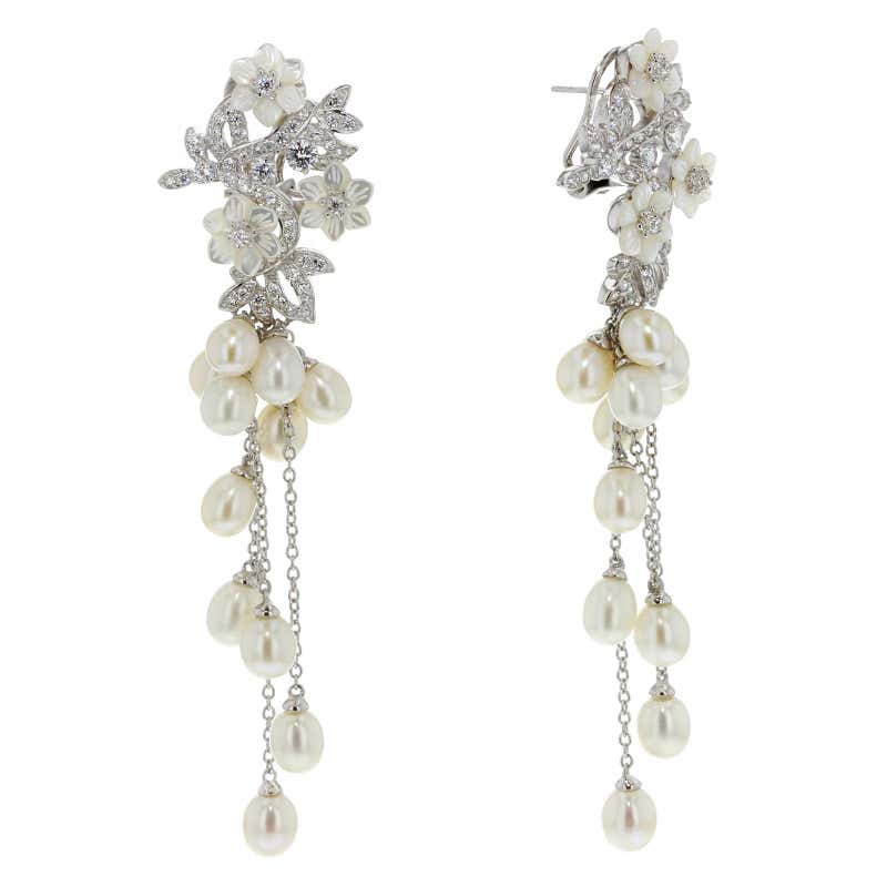 Diamond, Pearl and Antique Chandelier Earrings - 1,092 For Sale at ...