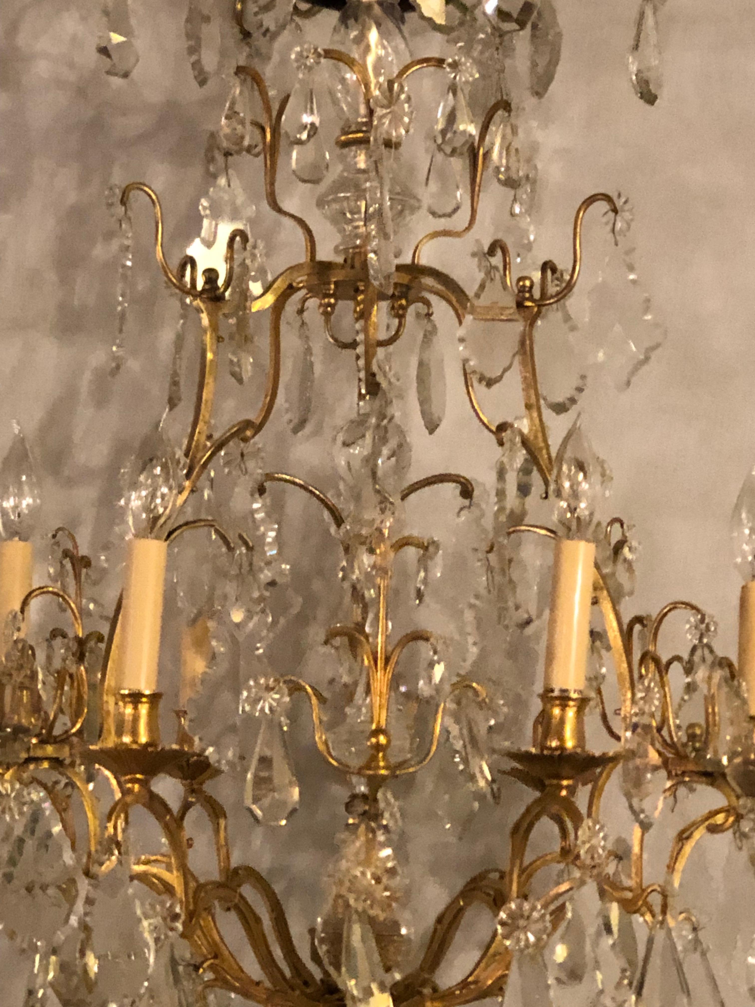 Fine Six-Light Cut Crystal and Brass Chandelier Newly Wired 5