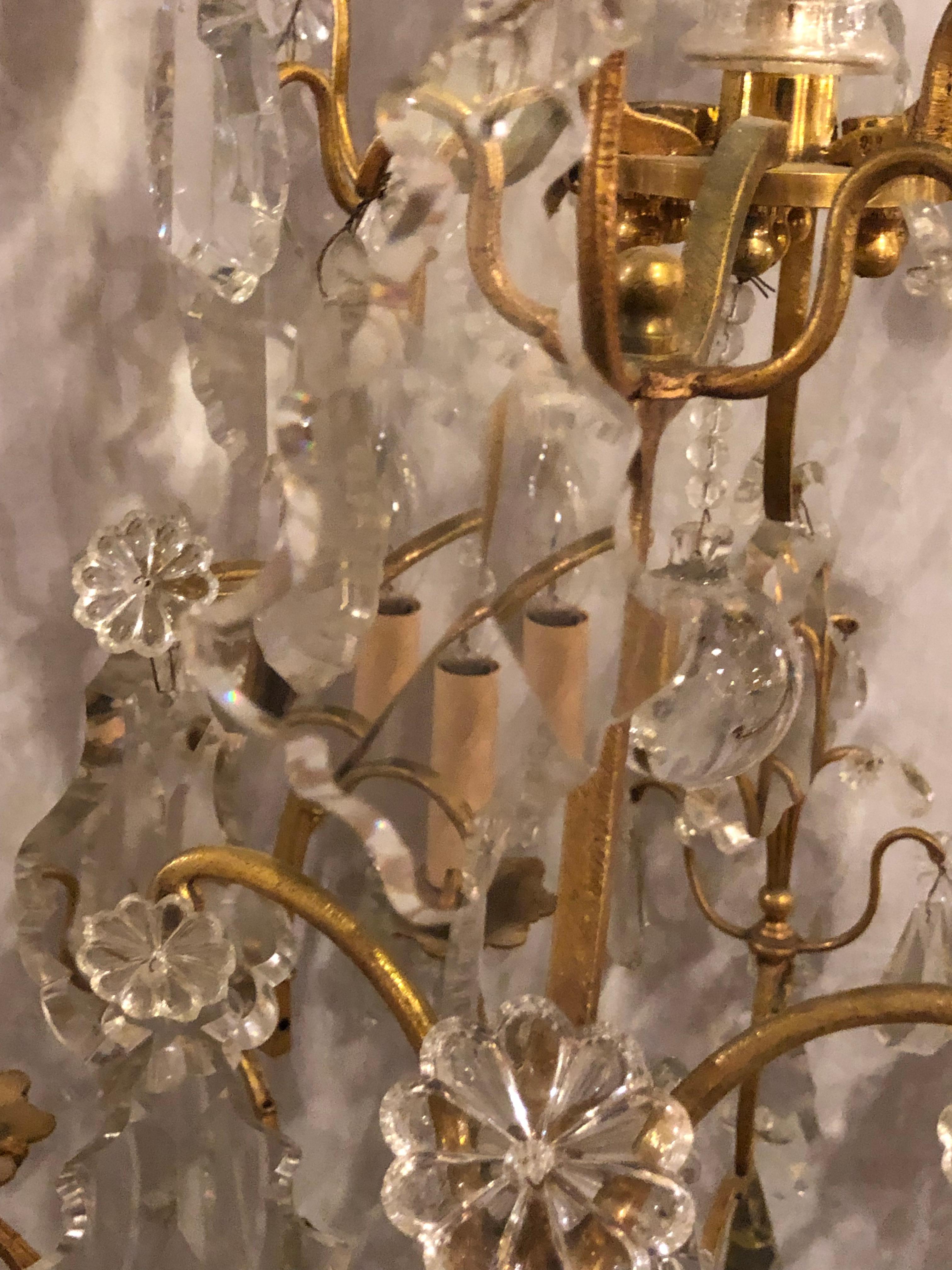 Fine Six-Light Cut Crystal and Brass Chandelier Newly Wired 7
