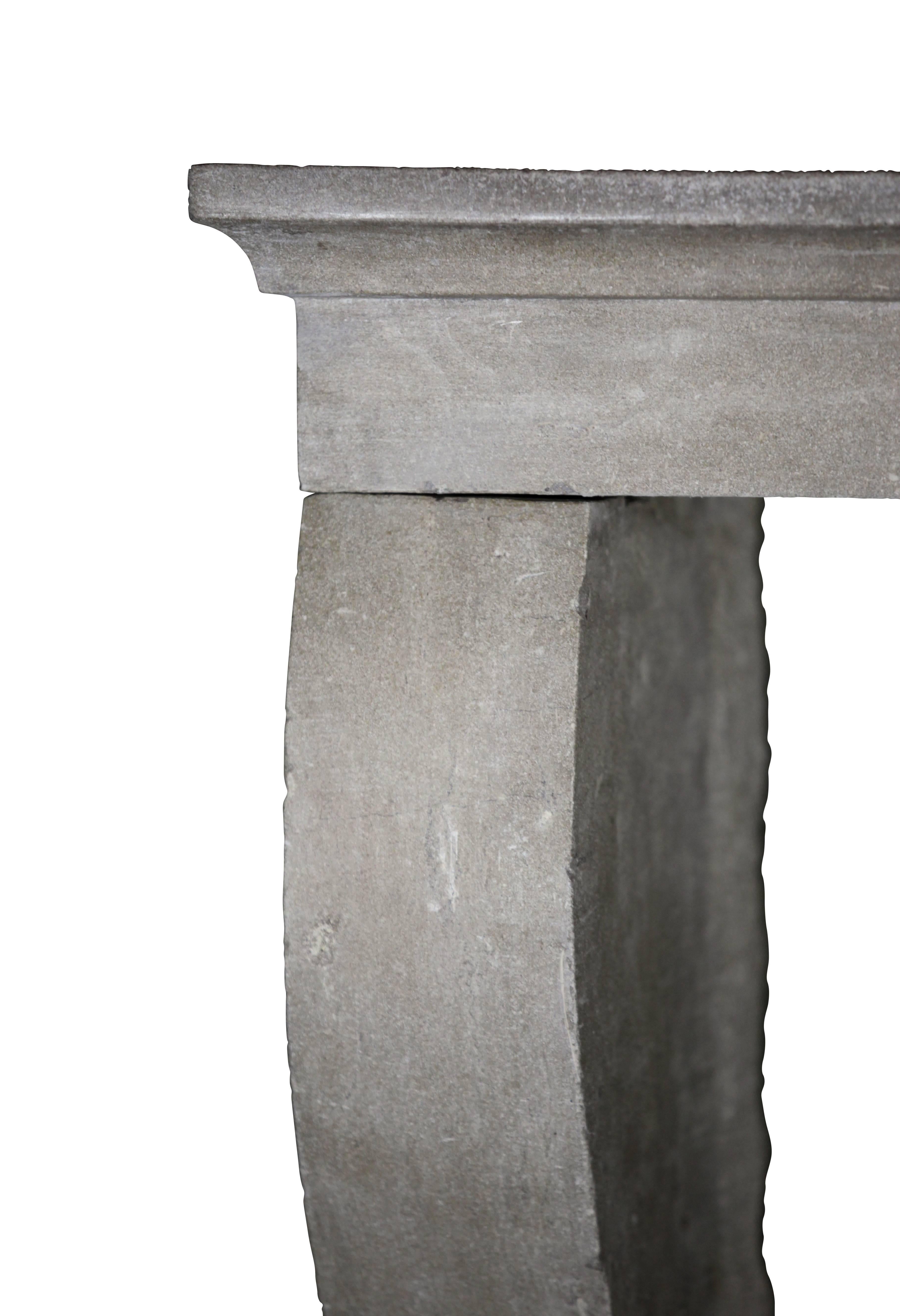 Carved Fine Small French Antique Fireplace Surround in Beige Buxy Limestone