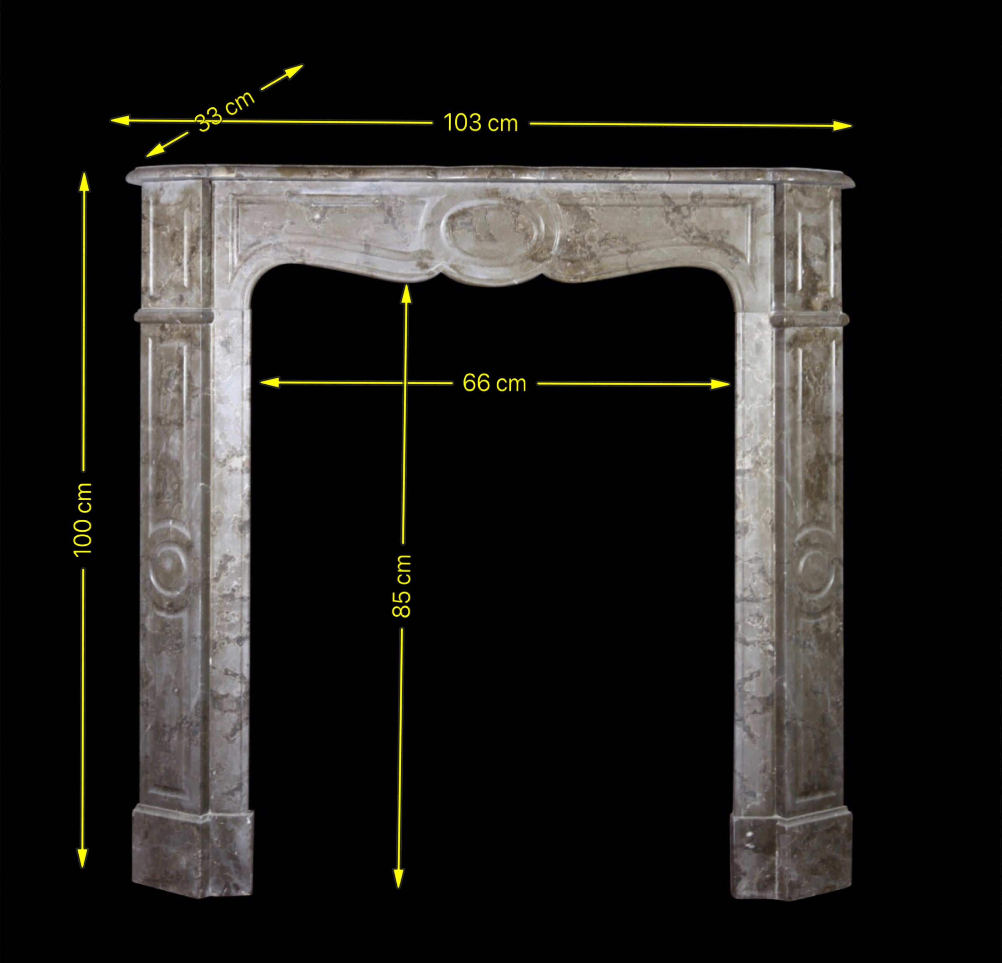 Fine Small French Antique Fireplace Surround in Marble In Good Condition For Sale In Beervelde, BE