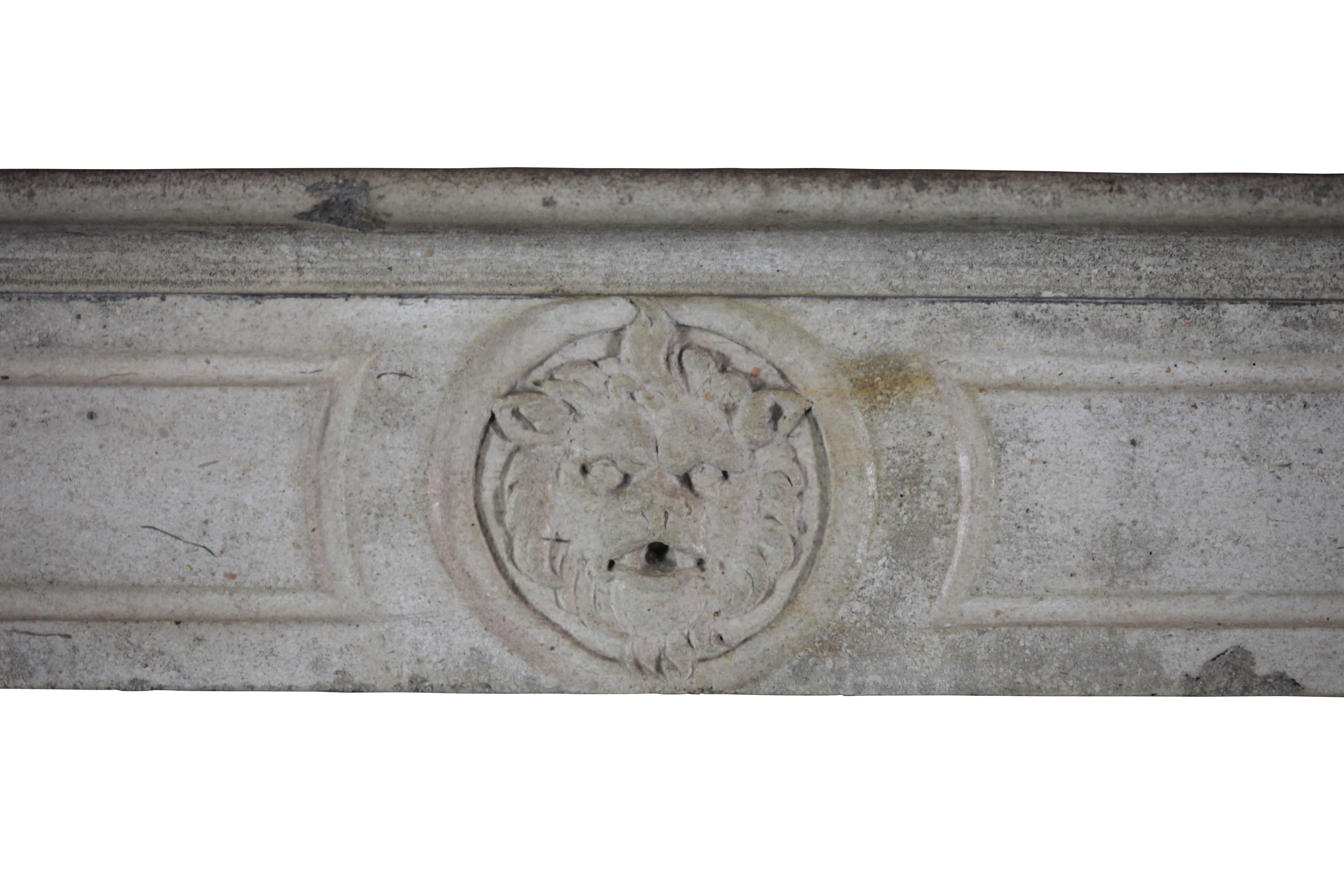 Louis XVI Fine Small French Limestone Antique Fireplace Surround For Sale