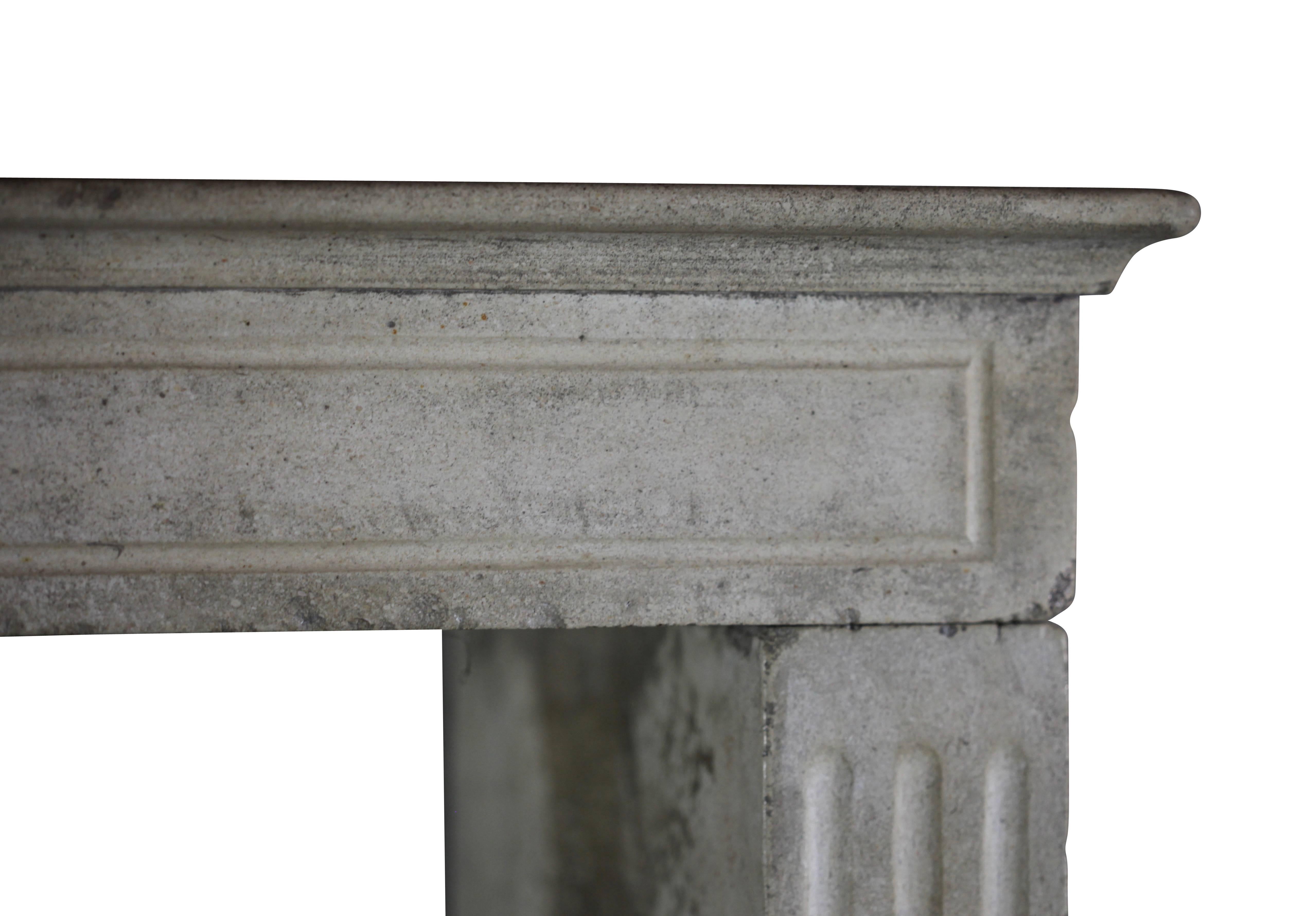 Carved Fine Small French Limestone Antique Fireplace Surround For Sale